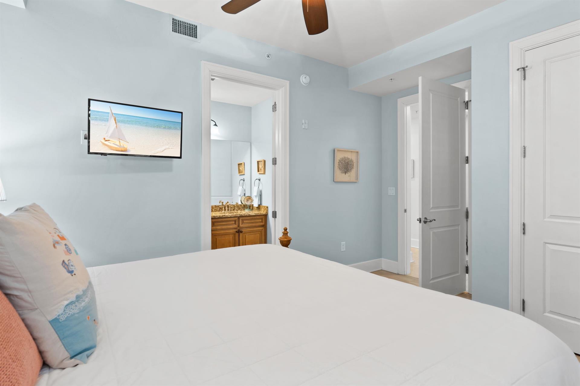 Bedroom 3 on 1st Floor with King Bed and Flat Screen TV