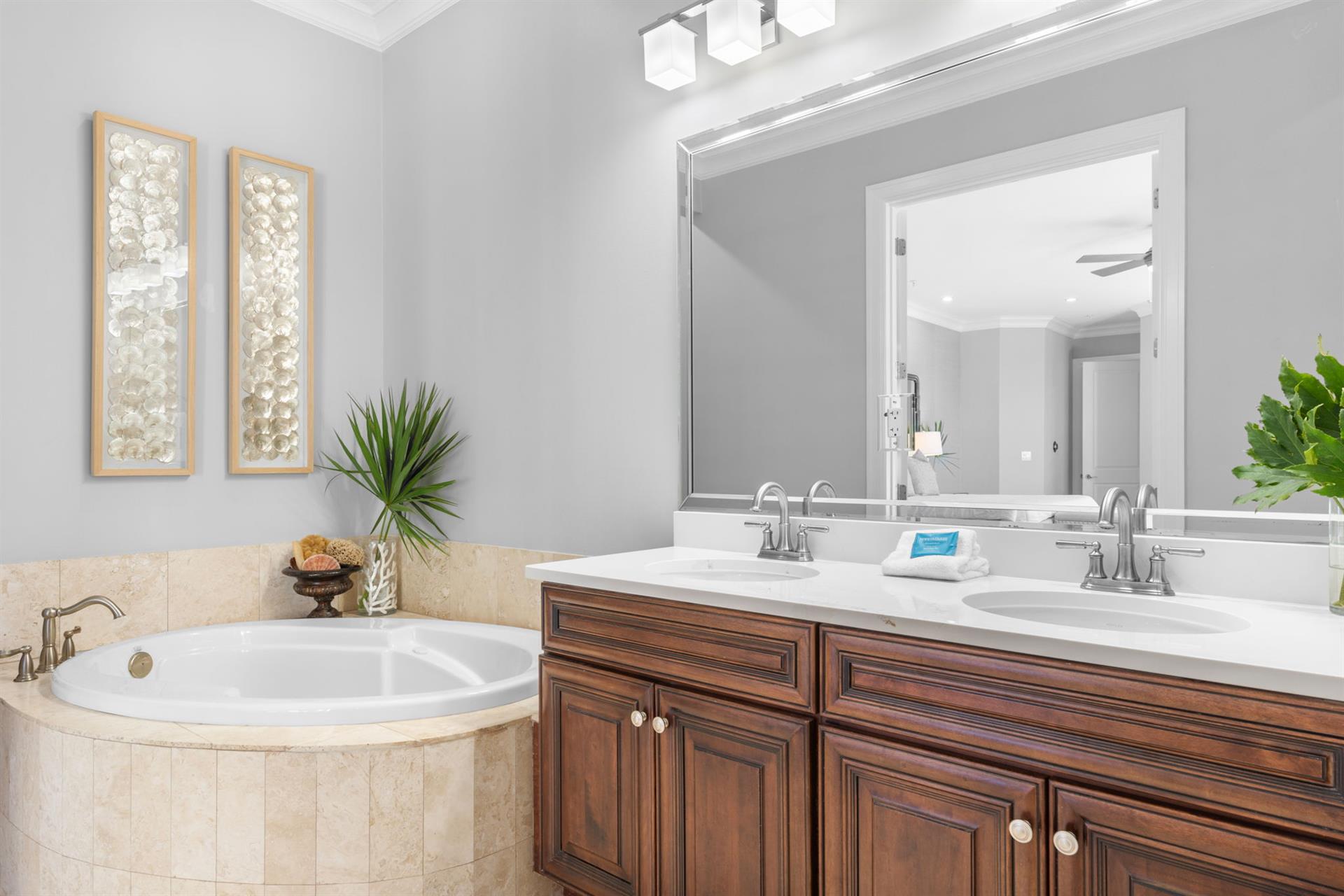 Bathroom 1 with Double Vanities and Soaking Tub
