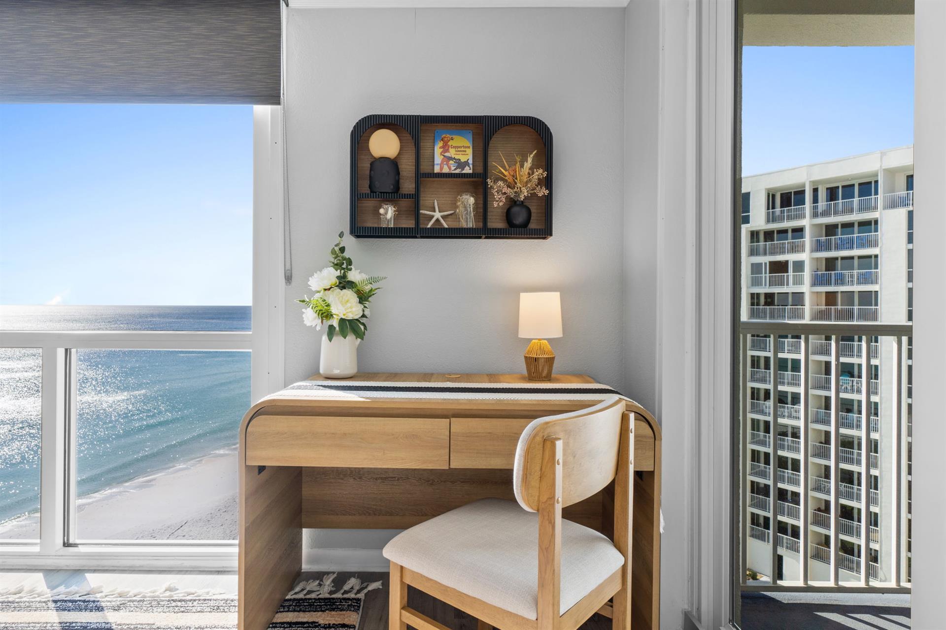 Workspace in primary bedroom