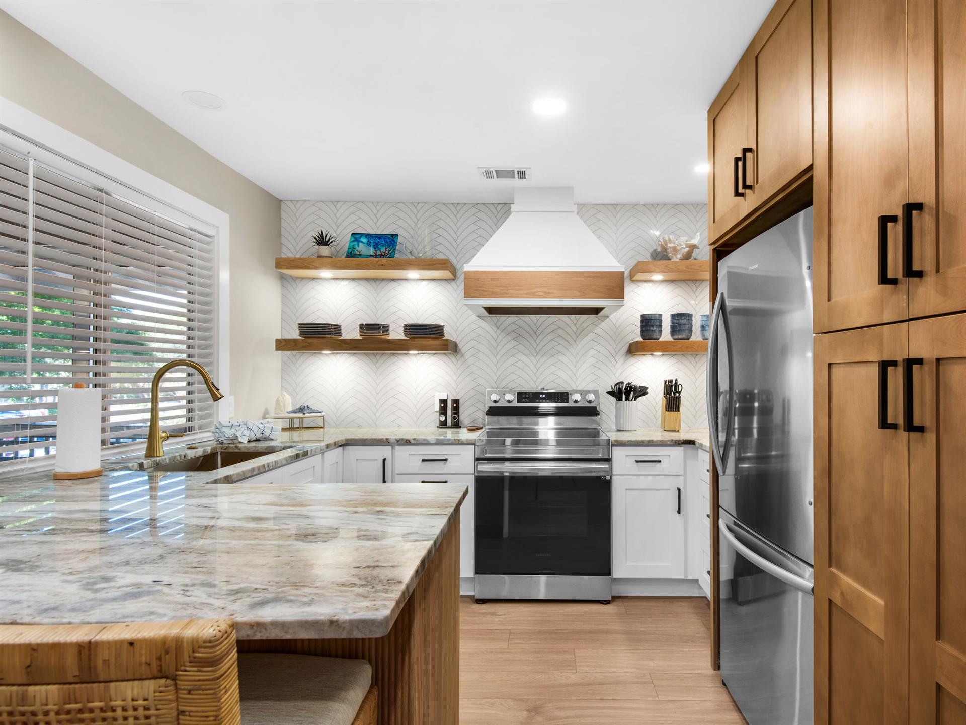 Kitchen with Window to Private Screened Porch