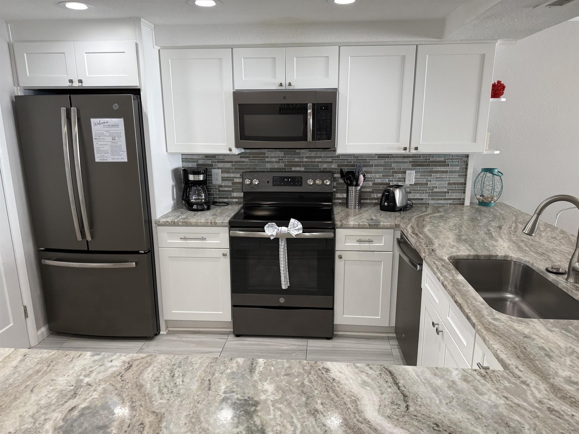 Kitchen with all stainless appliances