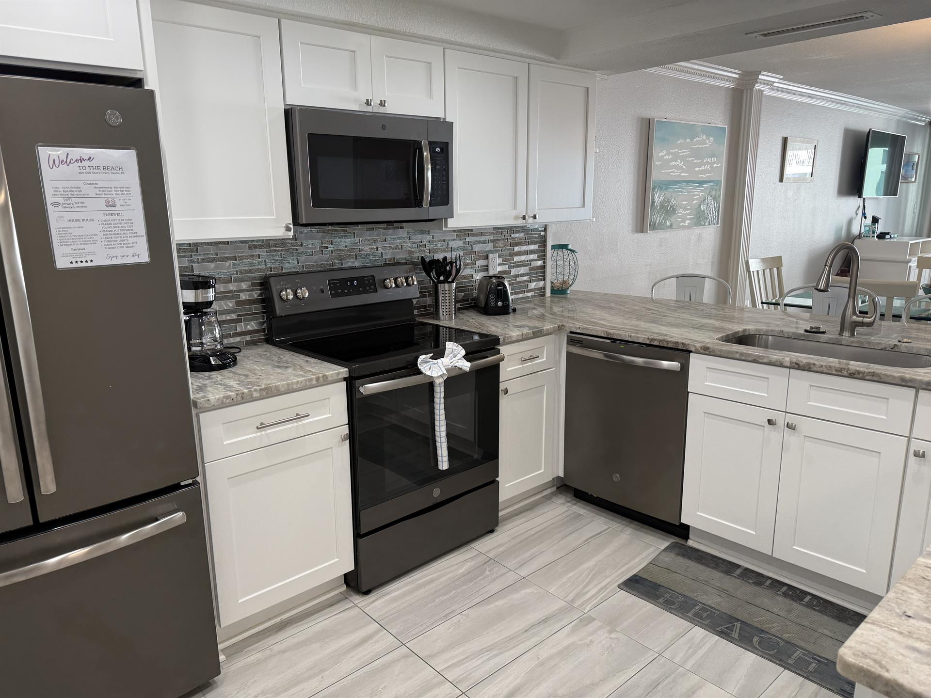 Kitchen with granite countertops