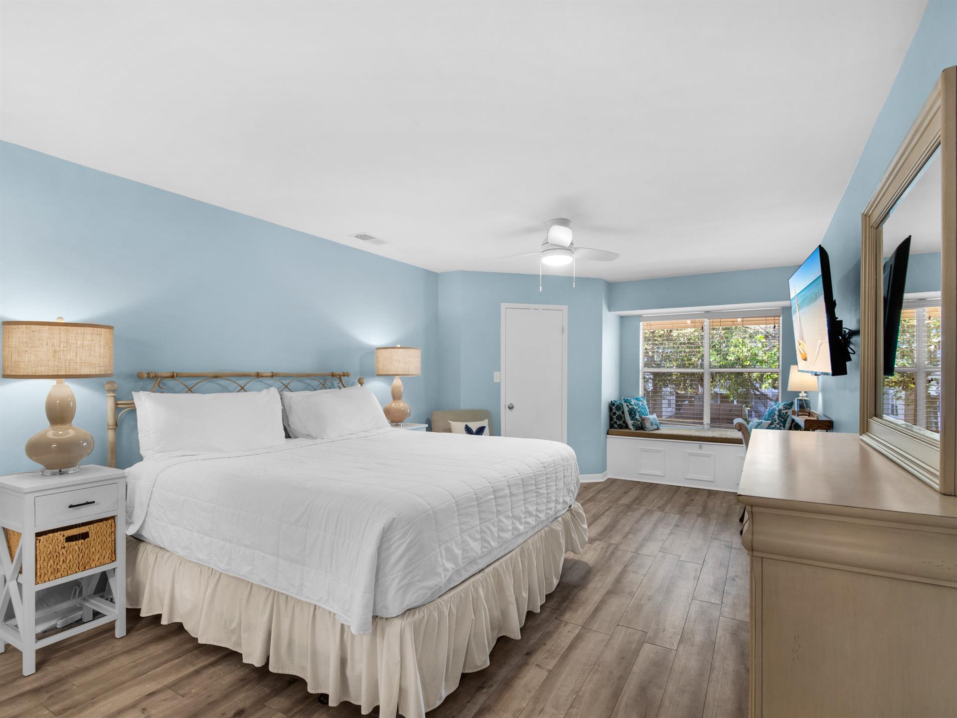 Bedroom 1 with King Bed  Coastal Decor