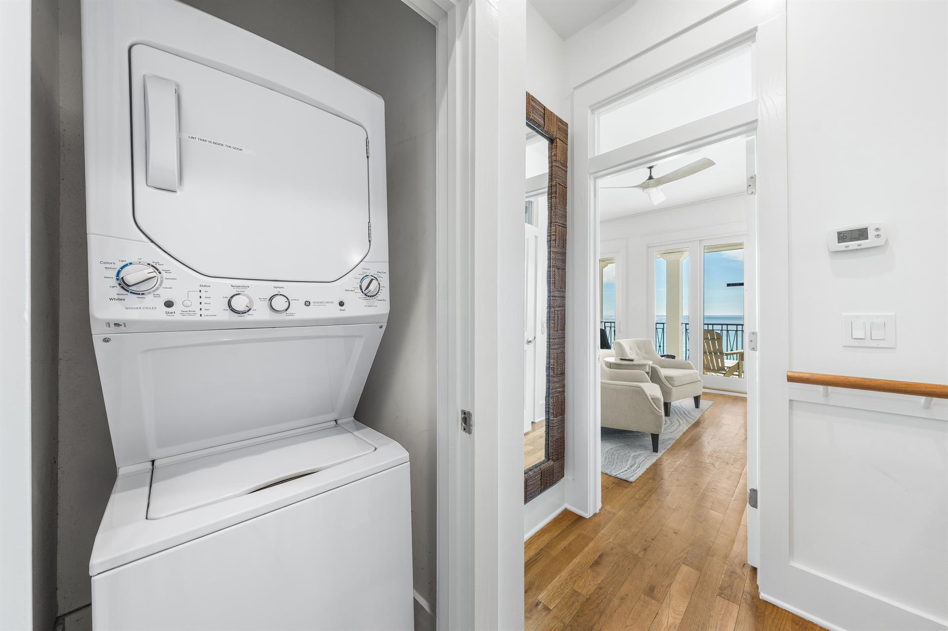 Washer and Dryer Located on the Third Floor Hallway.