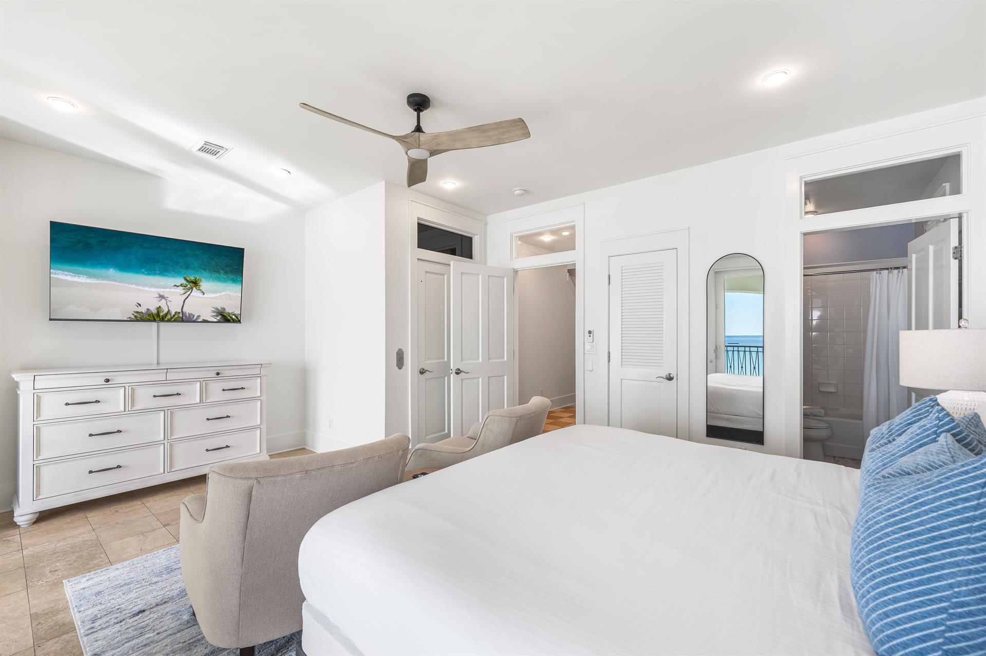 A Large 65 Smart TV and Elevator that Services all 3 Floors.