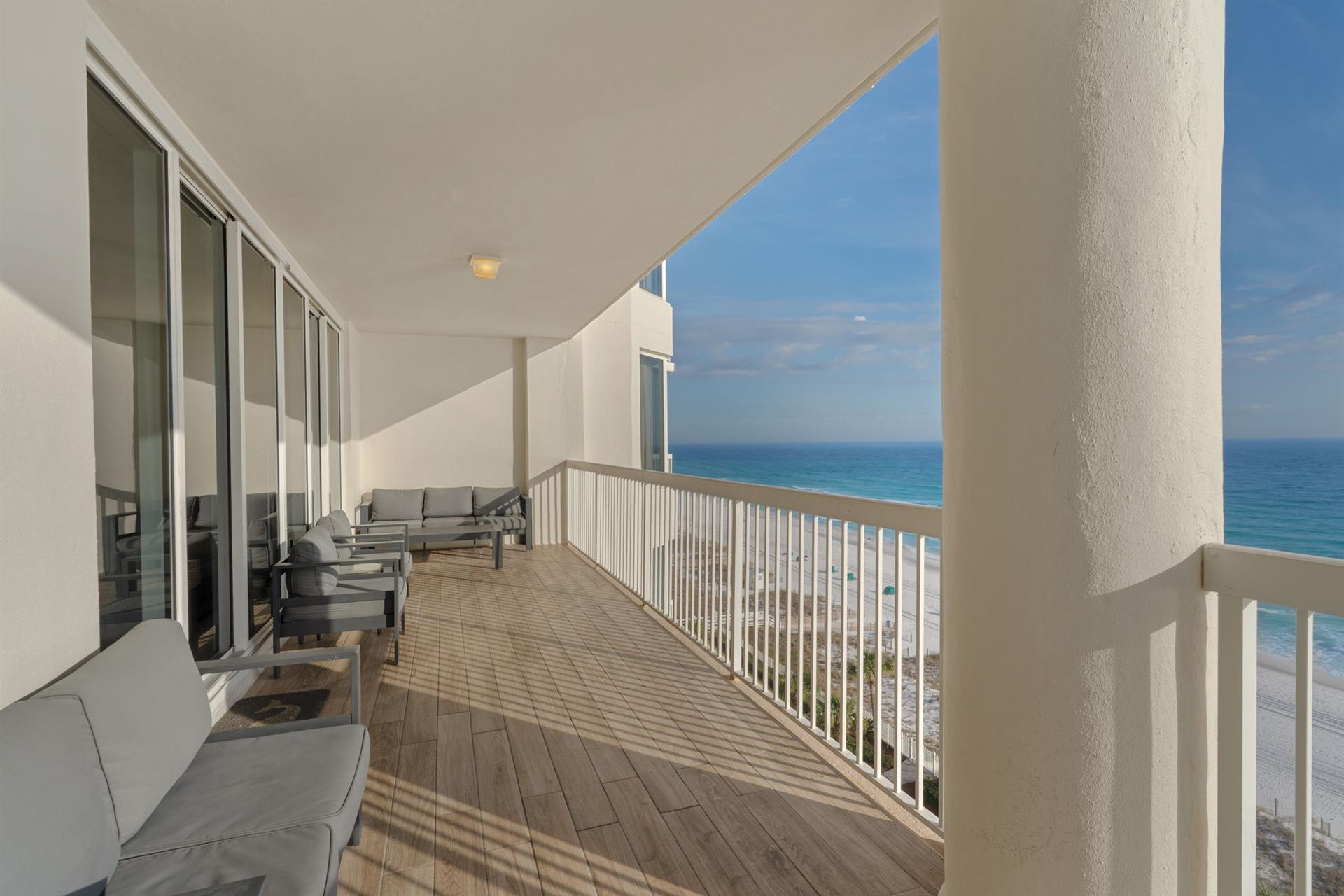 Relax and unwind on your expansive private balcony with plenty of seating.