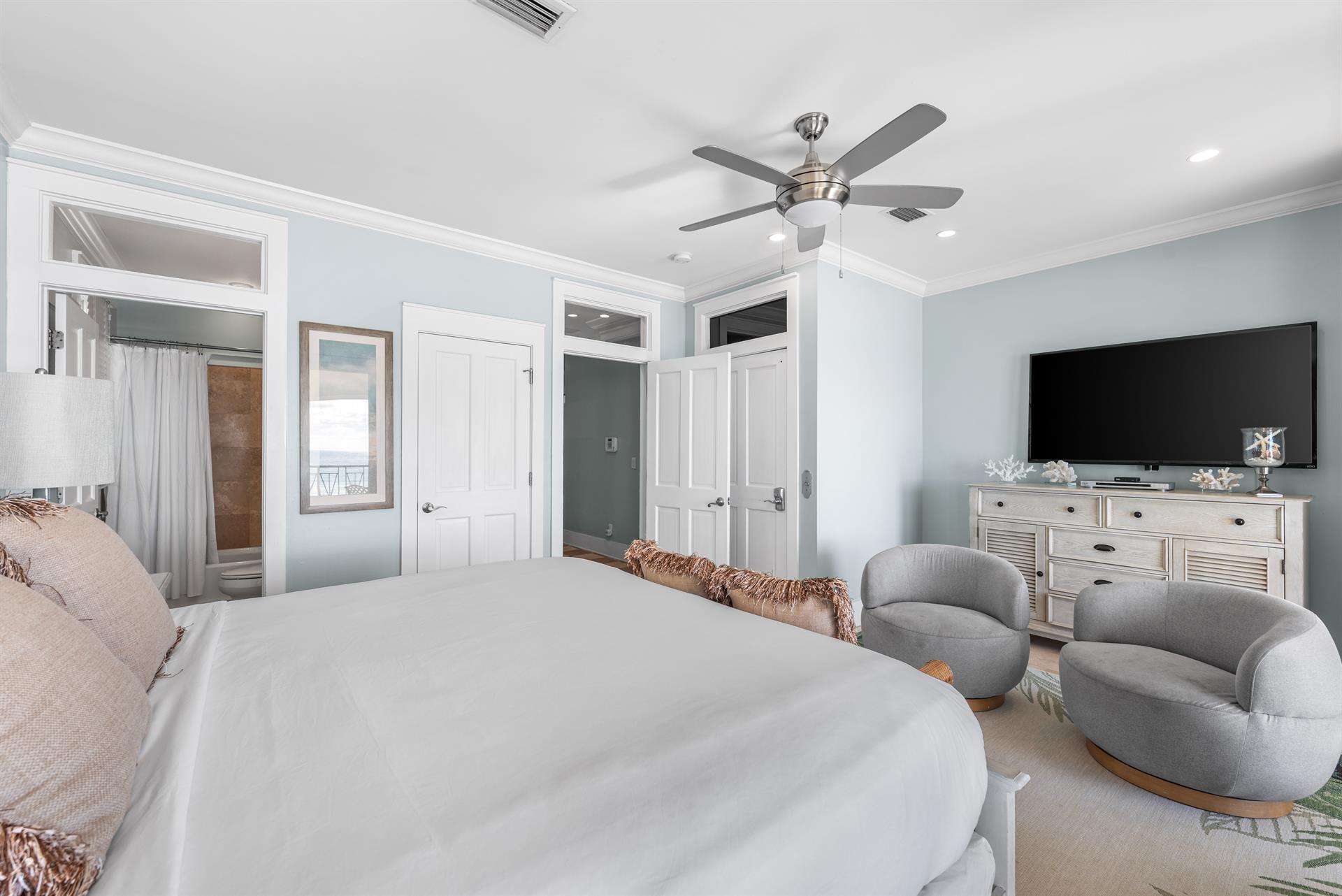 First Floor King Bedroom with a 60 Smart TV