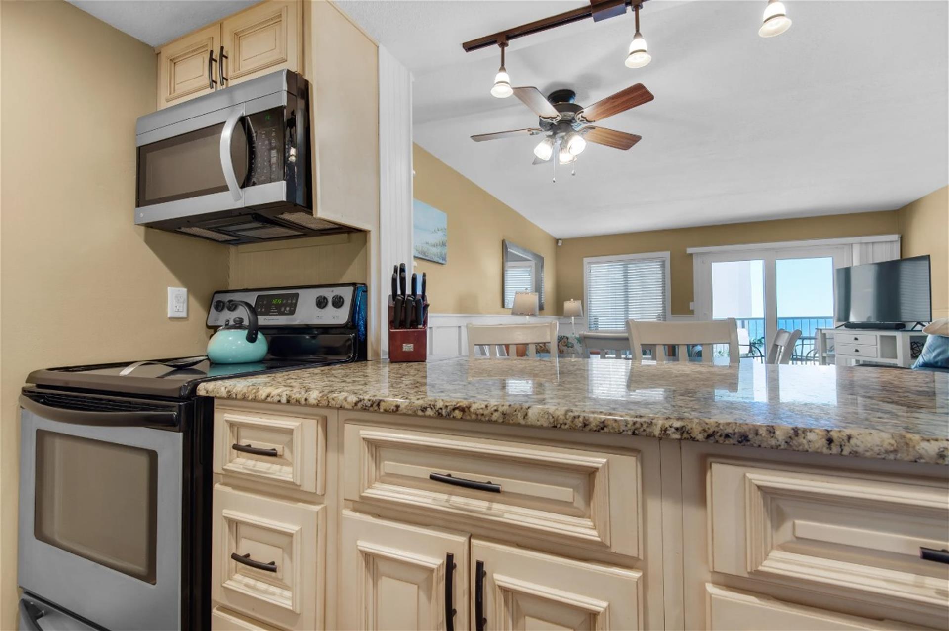 View from Fully Stocked Kitchen