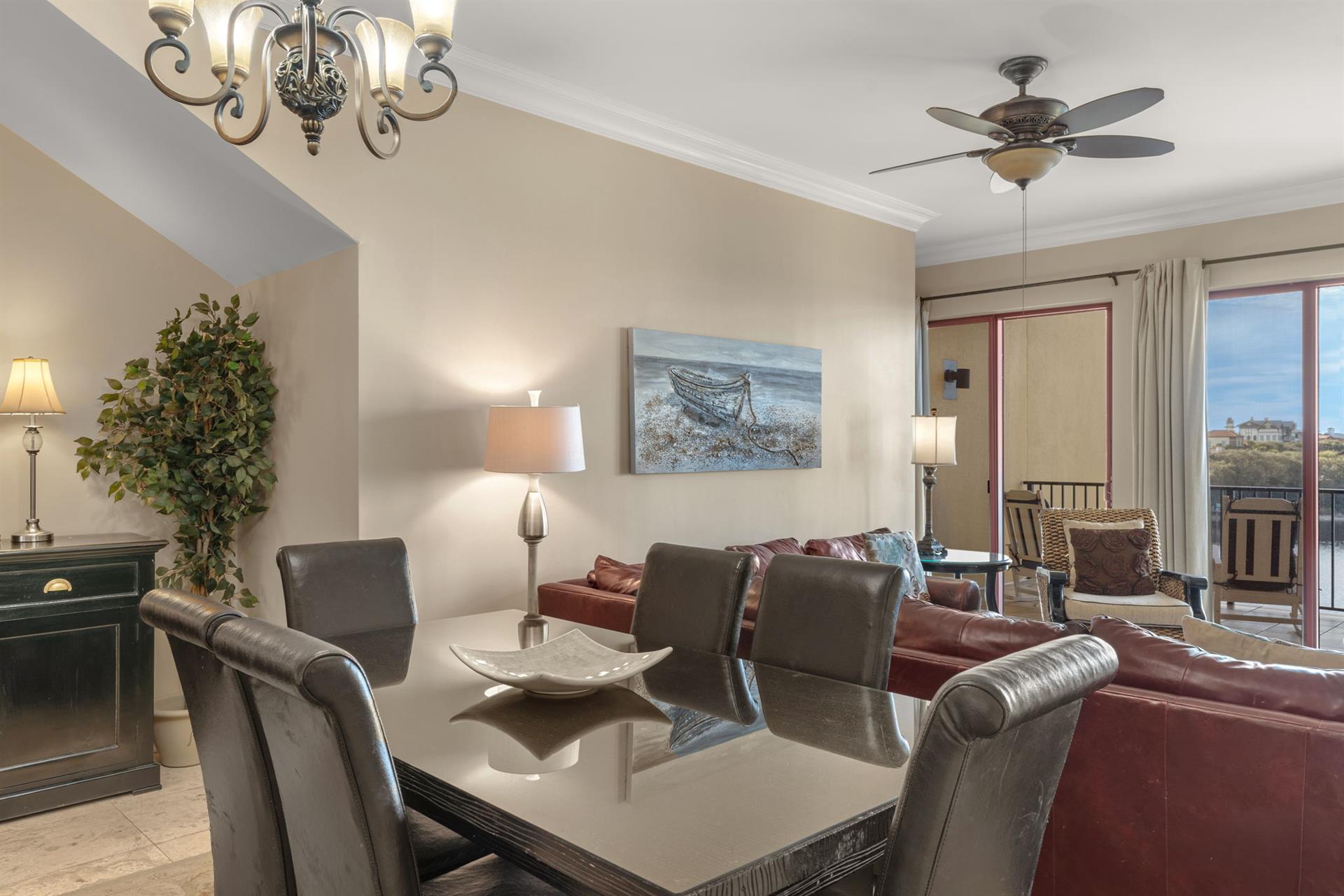 Enjoy meals in a thoughtfully designed dining space with warm lighting, refined finishes, and coastalinspired artwork—perfect for lingering conversations