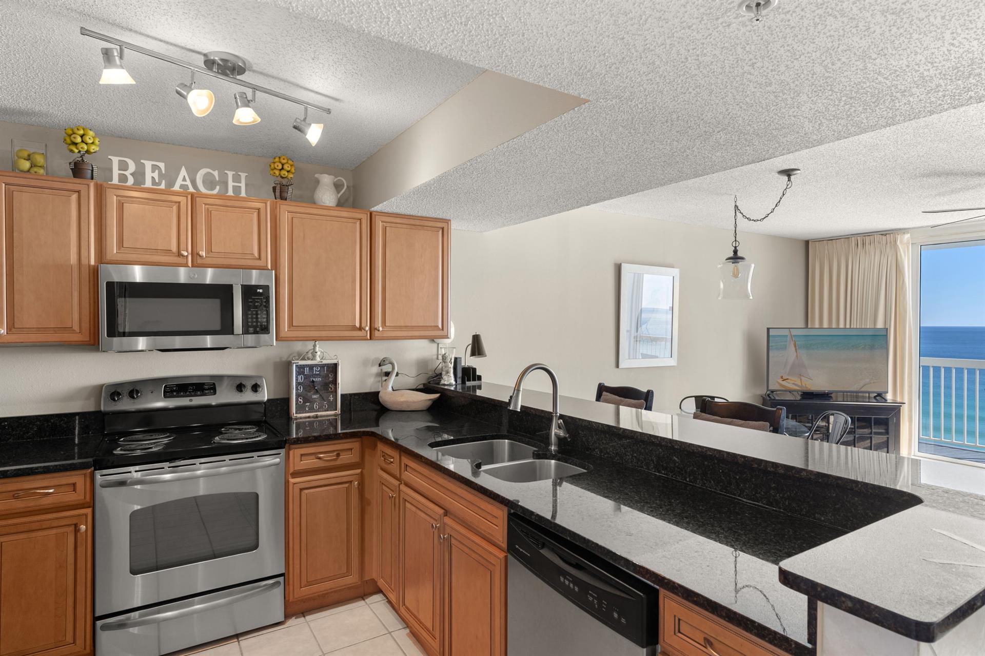 Enjoy plenty of Prep Space while soaking in the Gulf Views