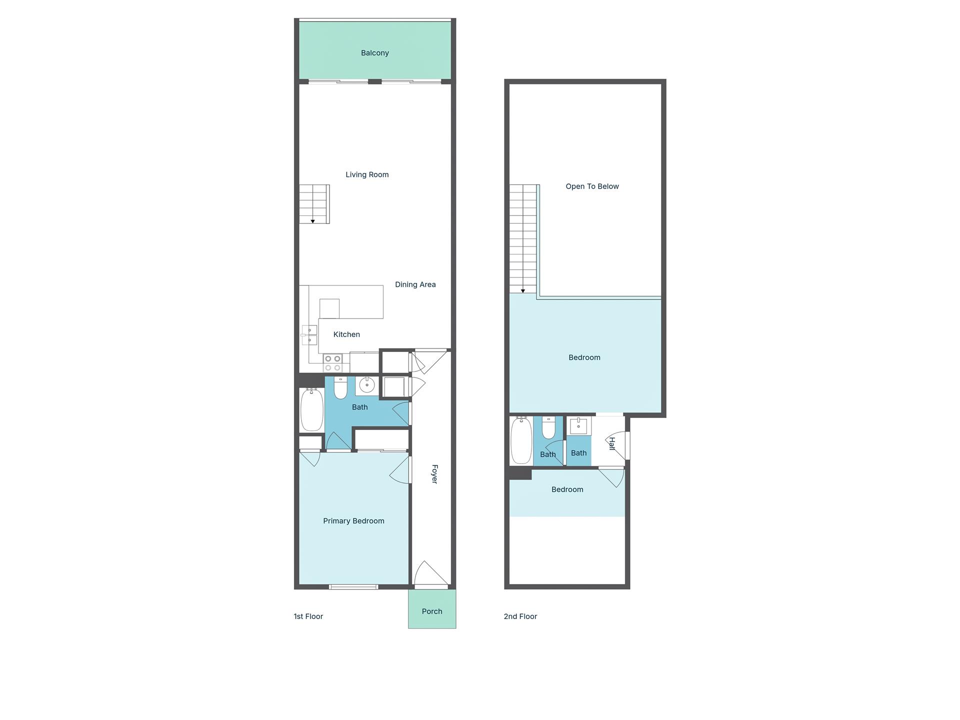 This twostory layout reveals spacious bedrooms, full kitchen, and private balcony for your comfortable stay.