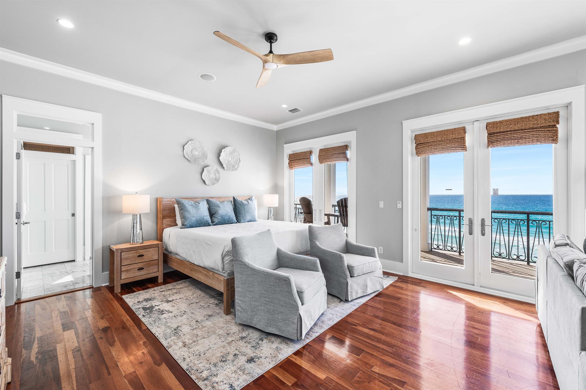 3rd Floor Primary Bedroom with Sleeper Sofa, WalkIn Closet, Sitting Room with 2 Twin Sleeping Chairs, Covered Balcony and Private Bathroom