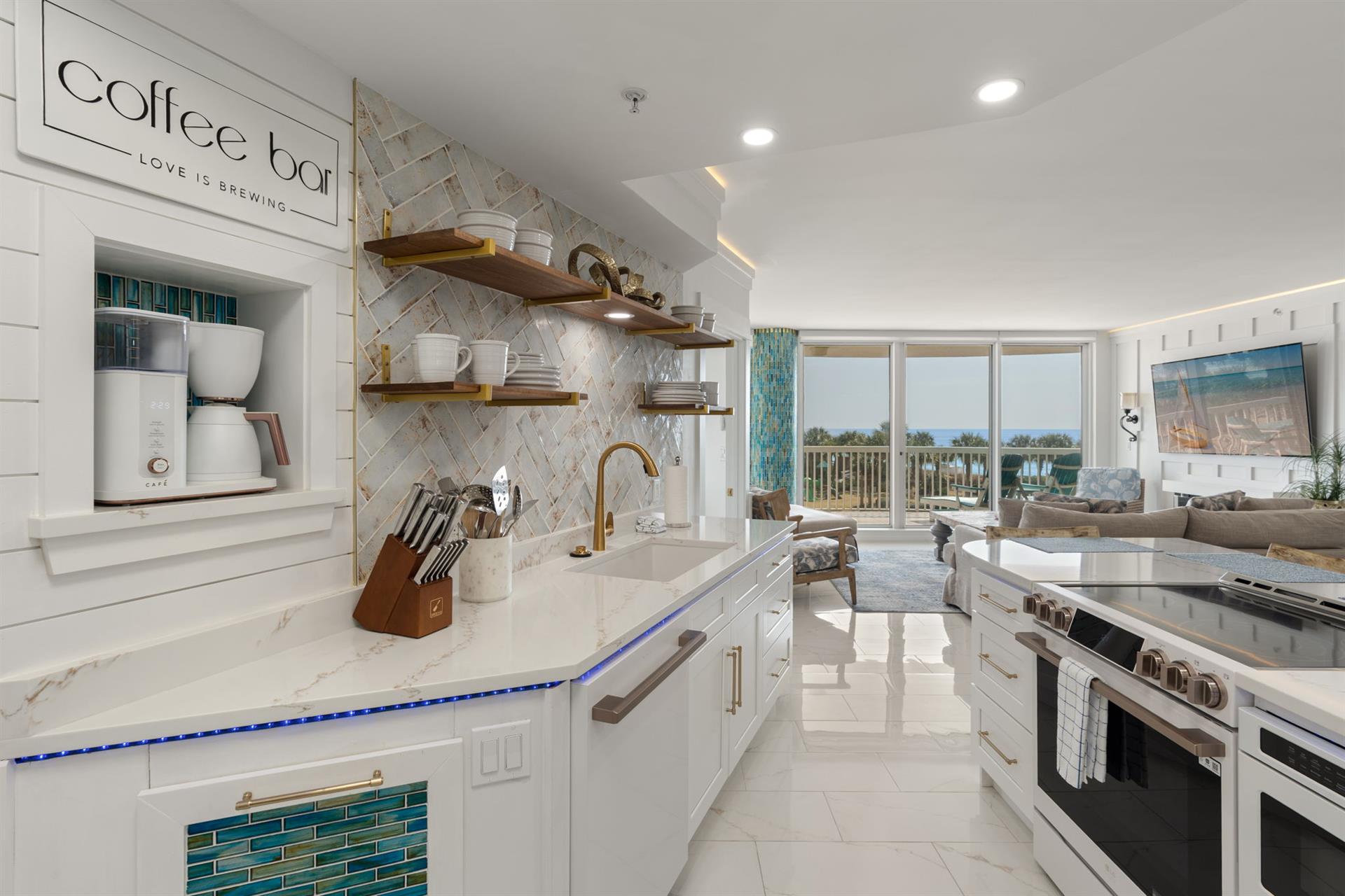 Your gourmet kitchen awaits with marble counters, premium appliances, and stunning views for memorable cooking experiences.