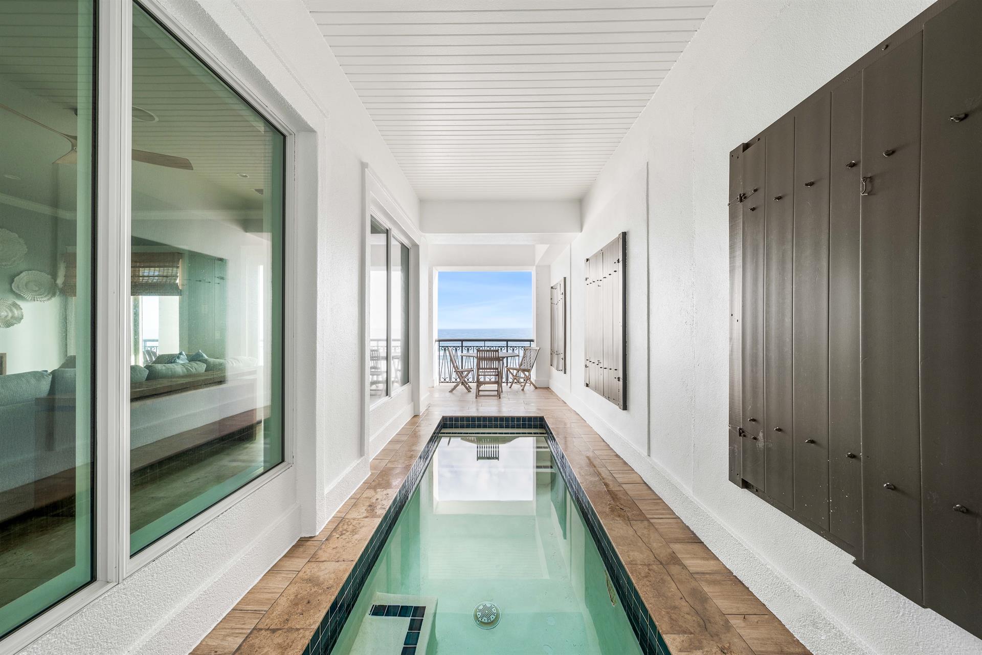 Covered swimming pool on the beach