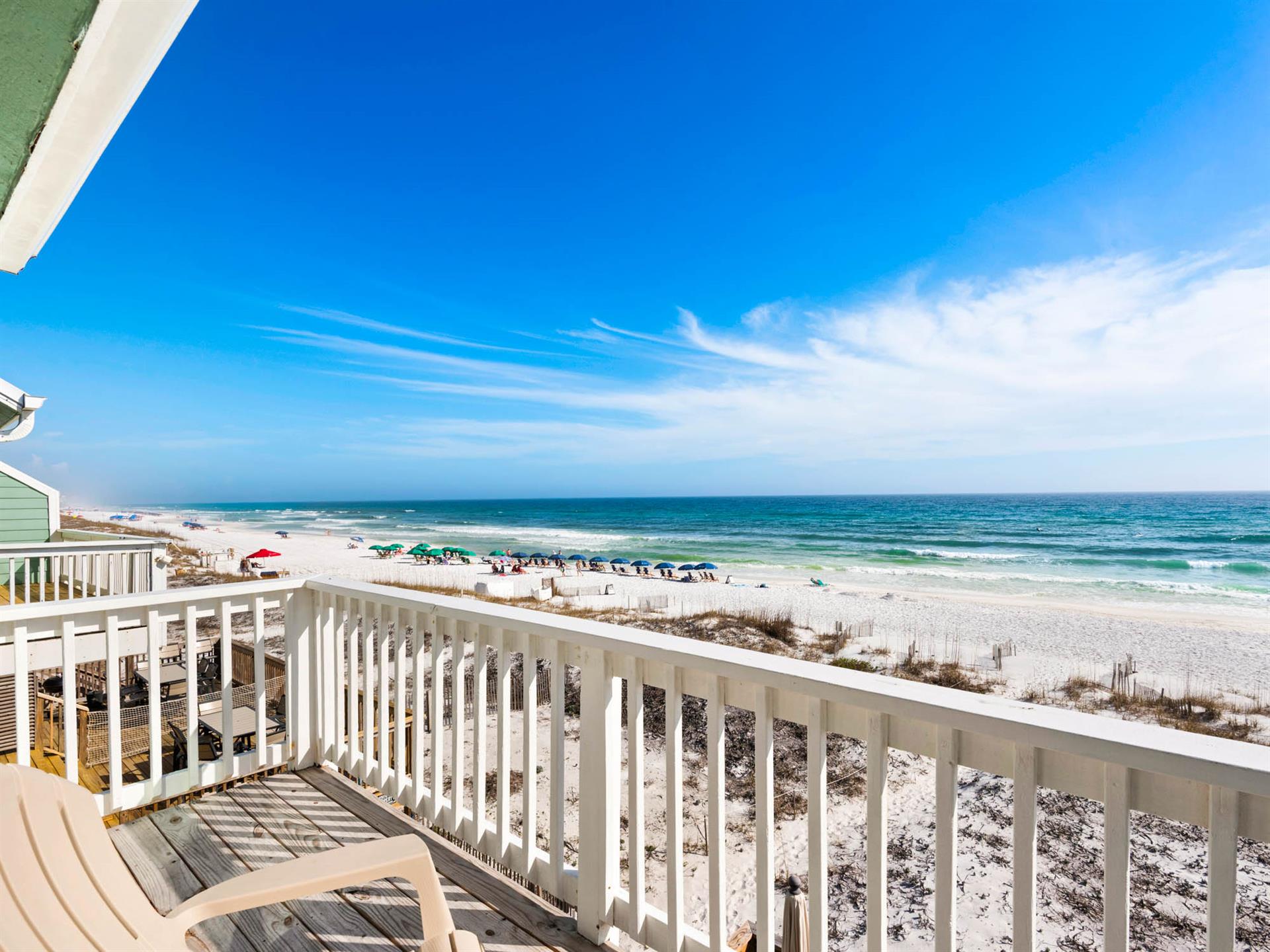 Wake up to endless Gulf views and pristine white sand from the private balcony overlooking the Gulf Coast.