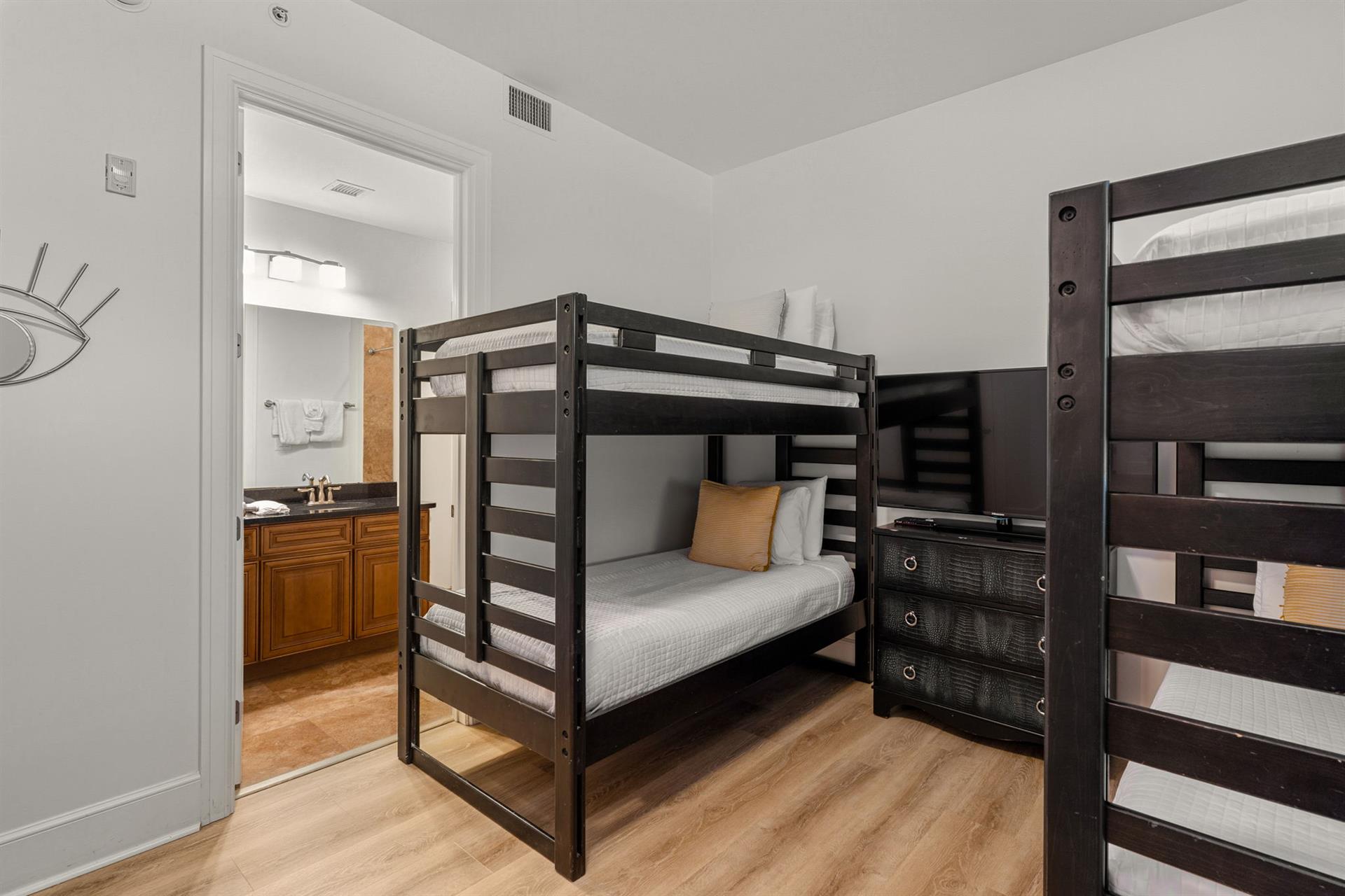 Cozy bunk room offers comfortable sleeping for 4 perfect for families or groups traveling together.