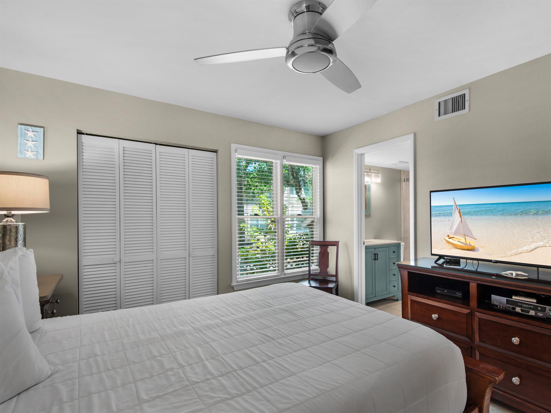 Flat Screen TV in Bedroom 1 and Ensuite Bath