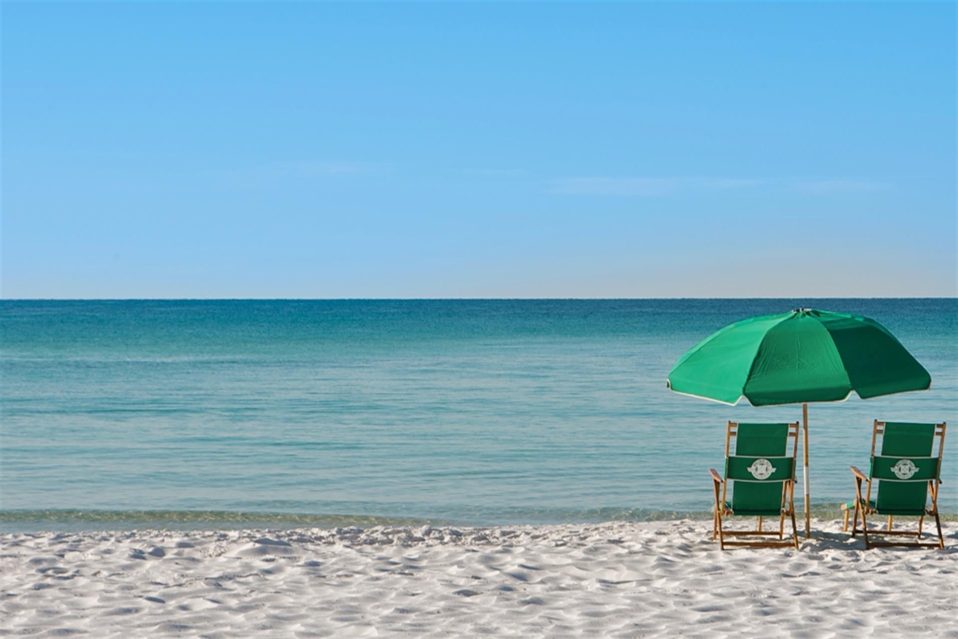 Seasonal Beach Service of 2 chairs and 1 Umbrella provided
