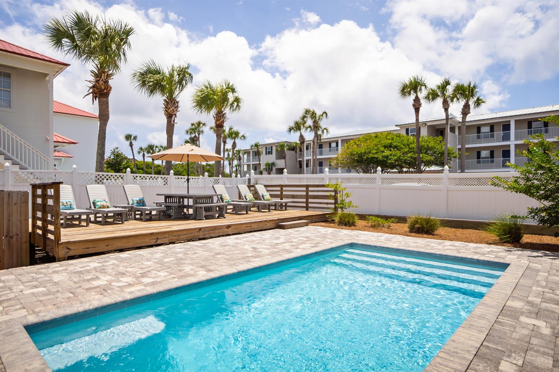 Enjoy the Private Pool and Sunning Deck with Loungers