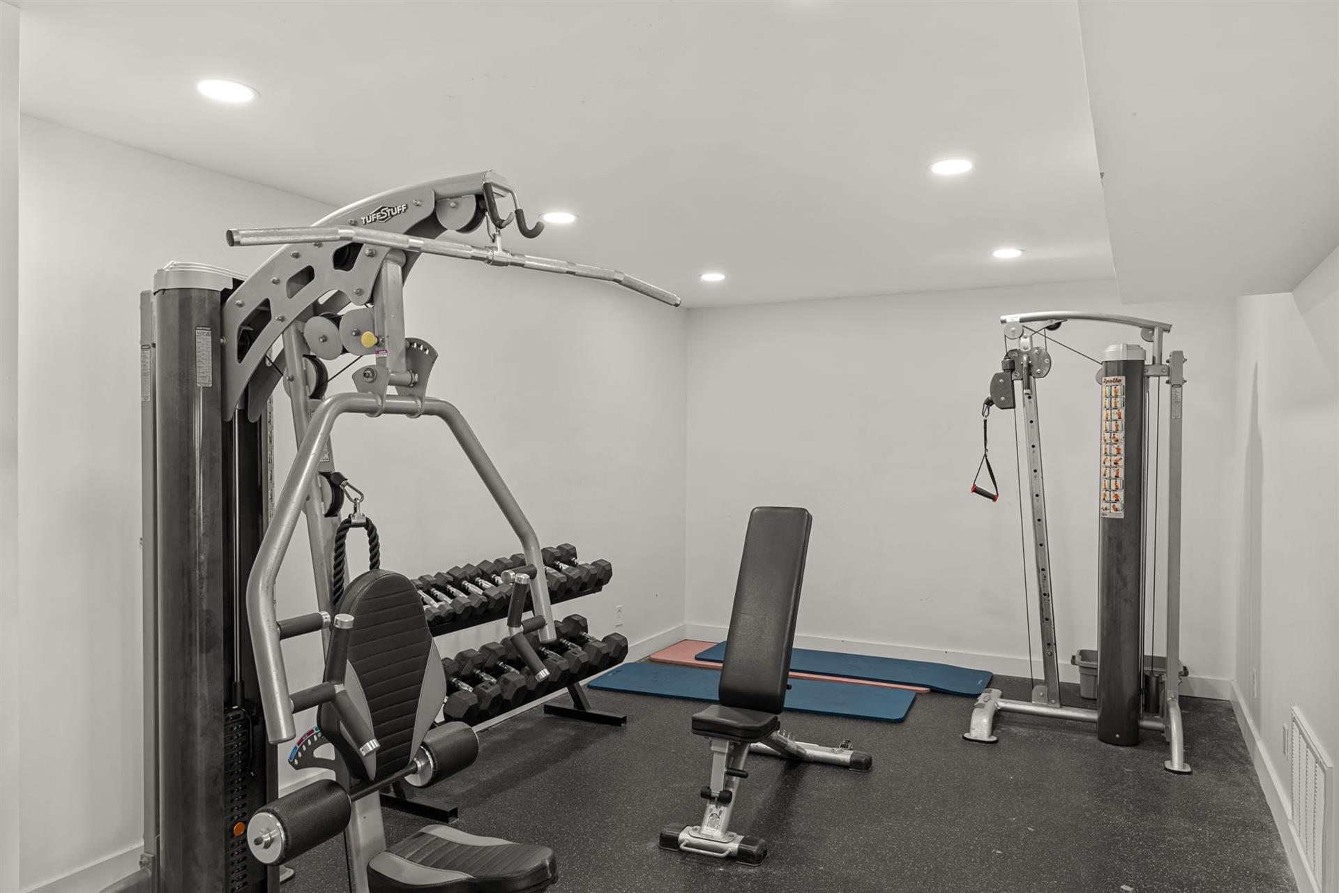 Your private fitness sanctuary awaits with professionalgrade equipment for strength training and cardio workouts.