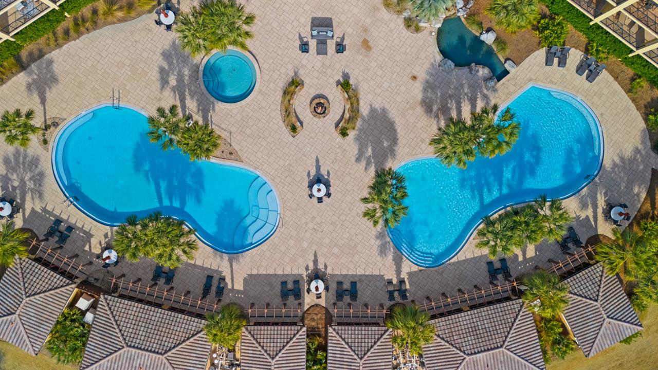 Overview of Two of the Three Pools and Spa Area