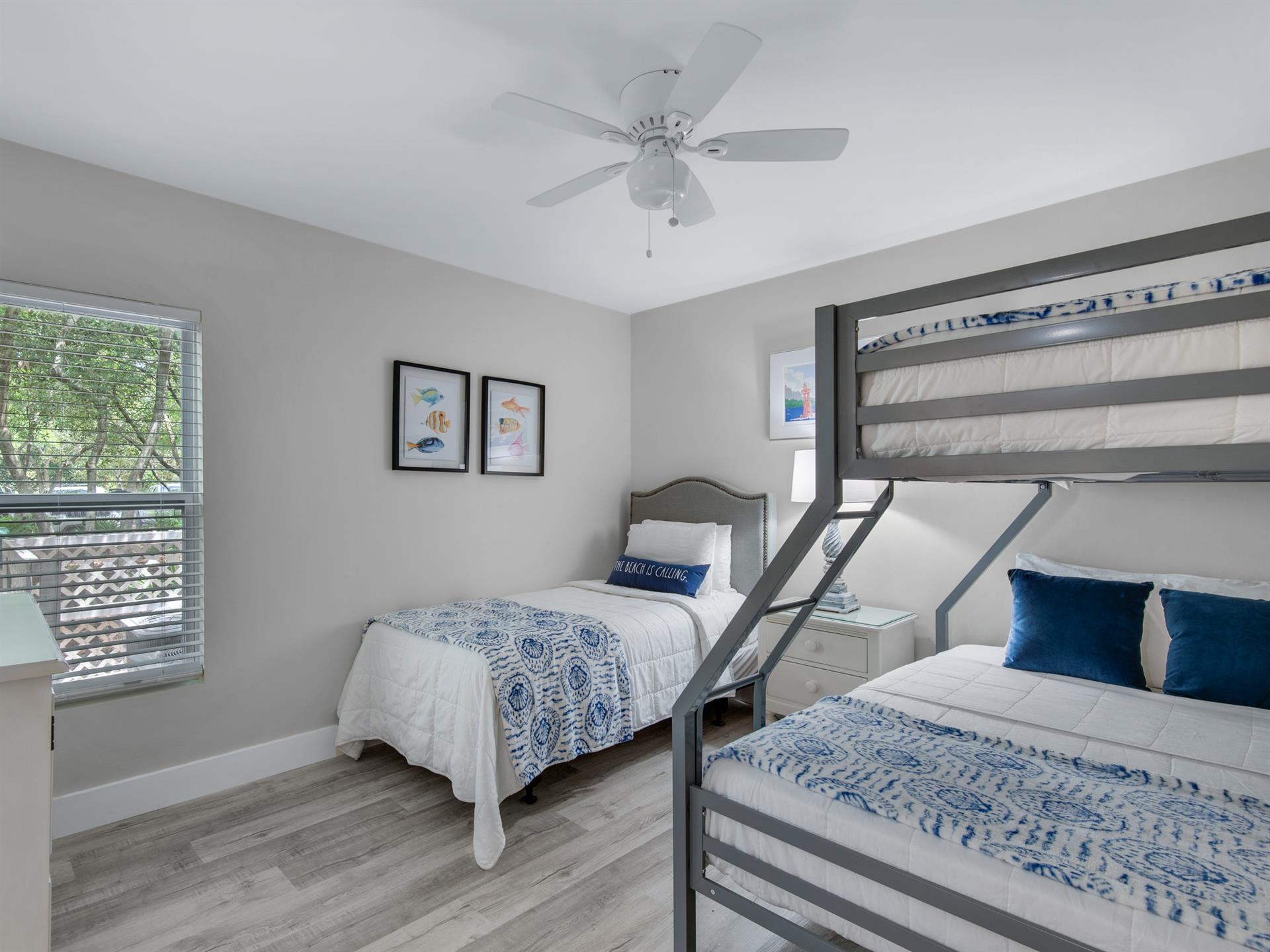Bedroom 2 with Bunk Bed and Separate Twin Bed
