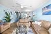 Relax in the spacious living room with an open layout.