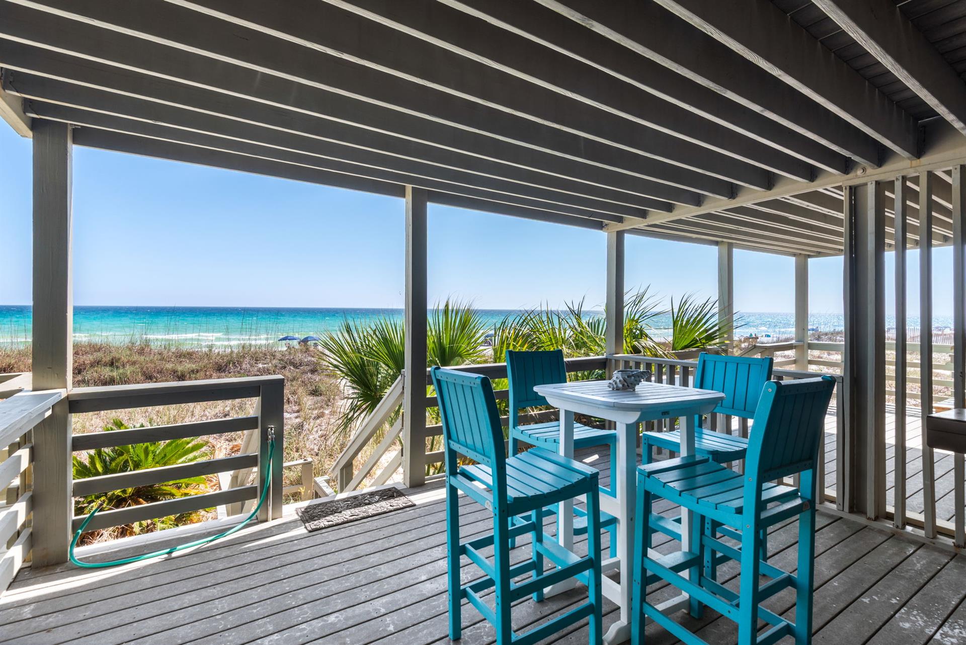 Additional dining  seating on the lower level deck
