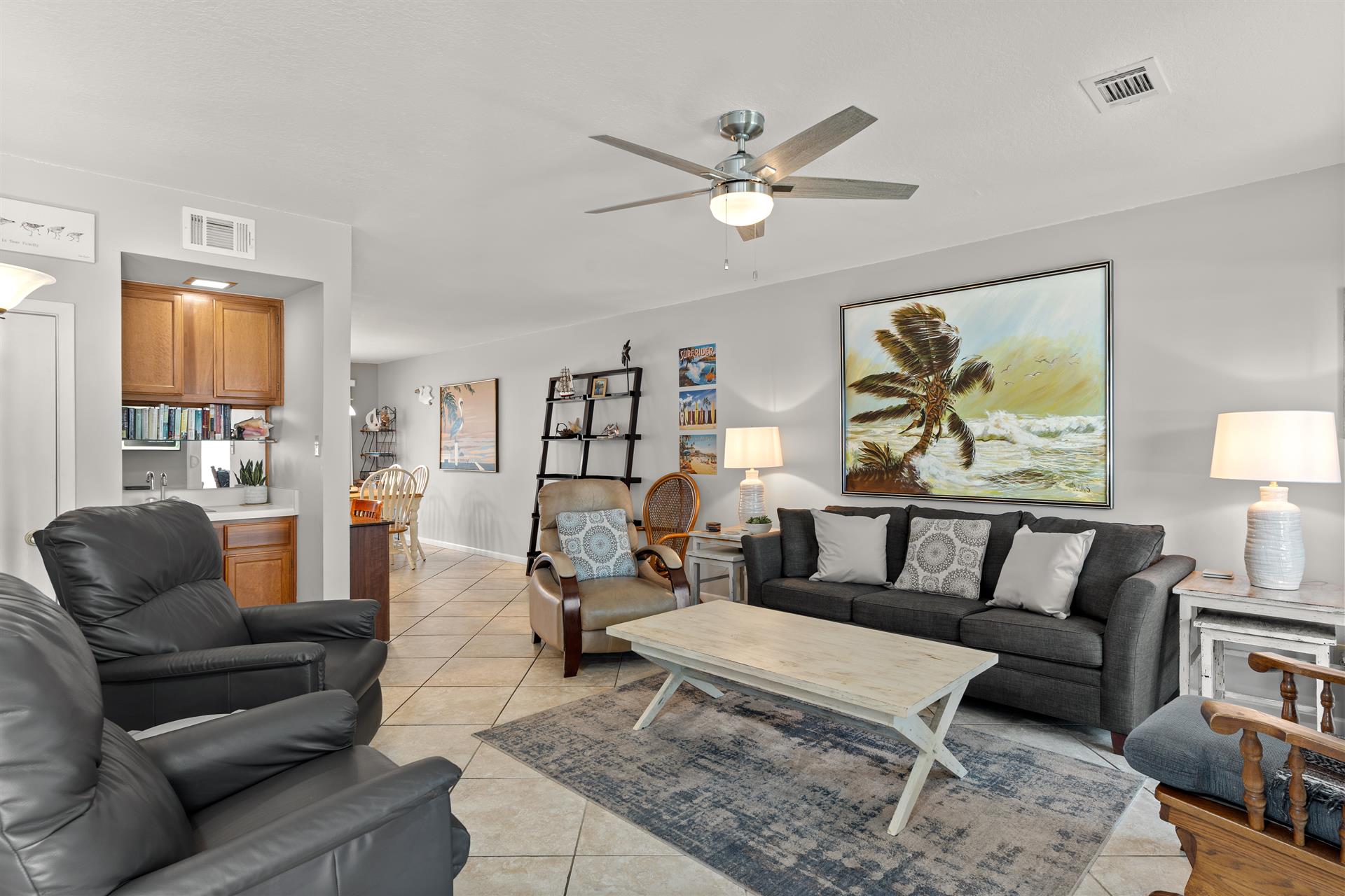 Inviting Living room open to Kitchen and Dining