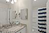 2nd floor LOFT shared bathroom with open vanity area, door for privacy in shower and toilet room
