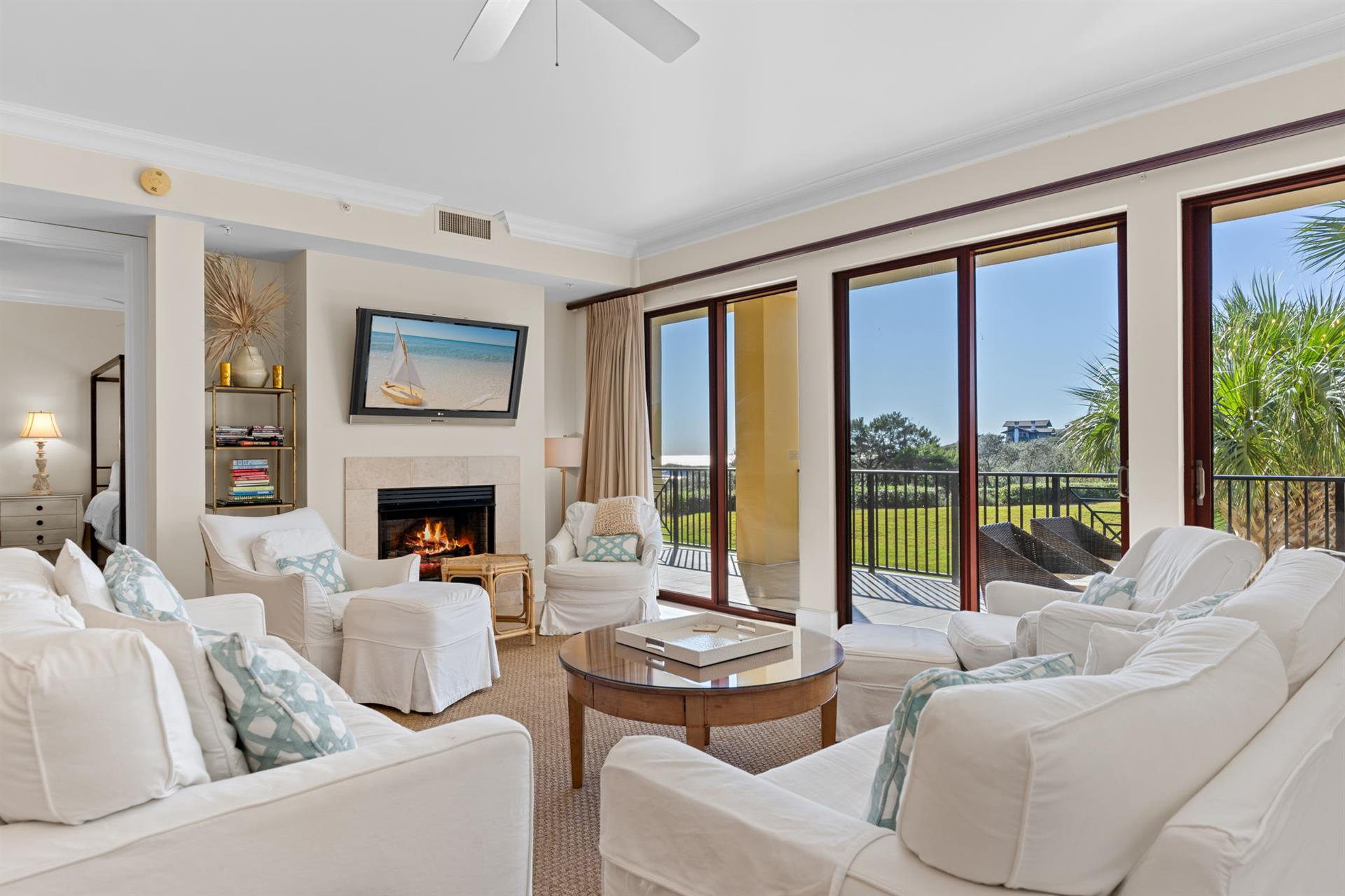Beautifully appointed living room with plenty of seating
