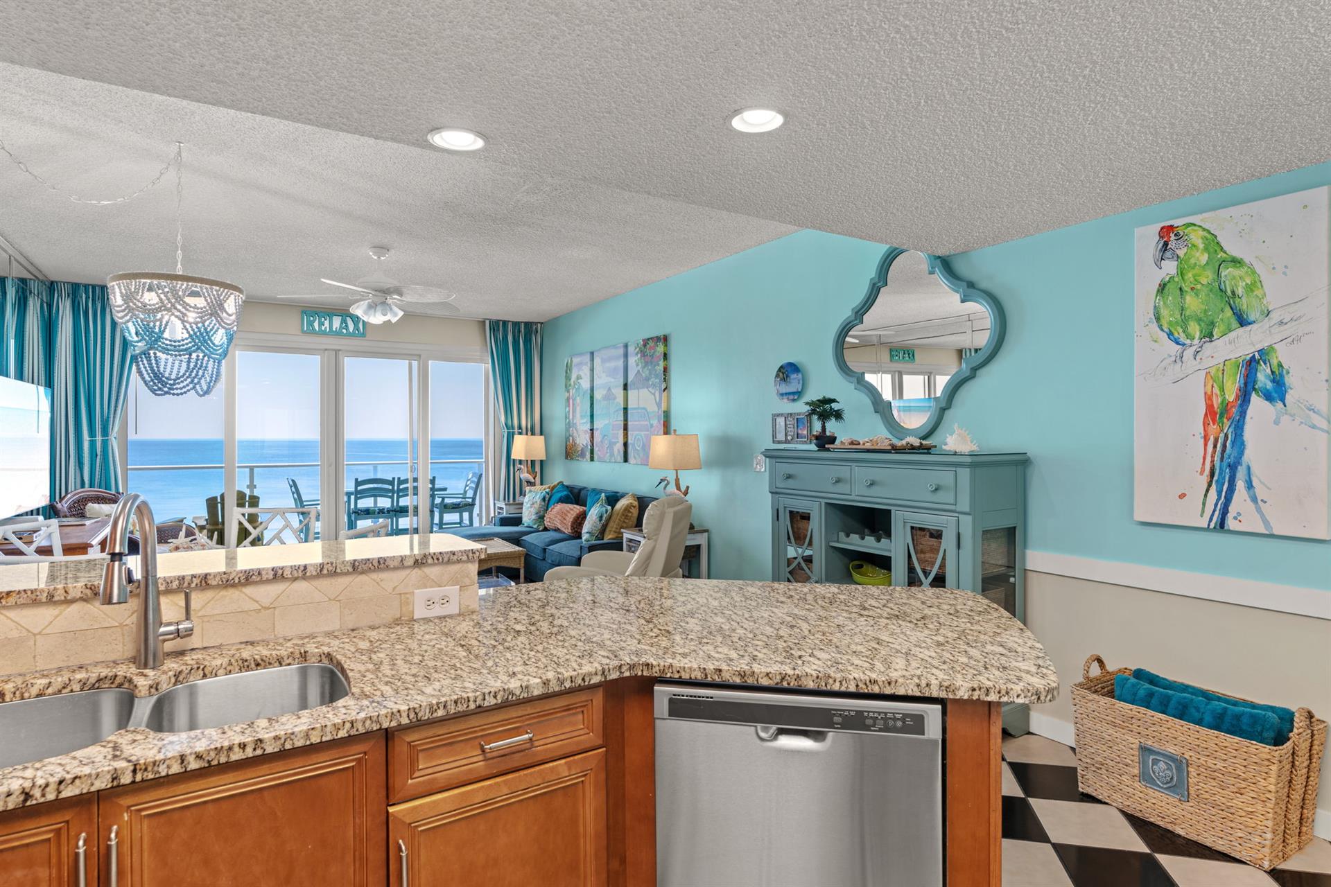 Vibrant coastal living with stunning Gulf views from your openconcept space