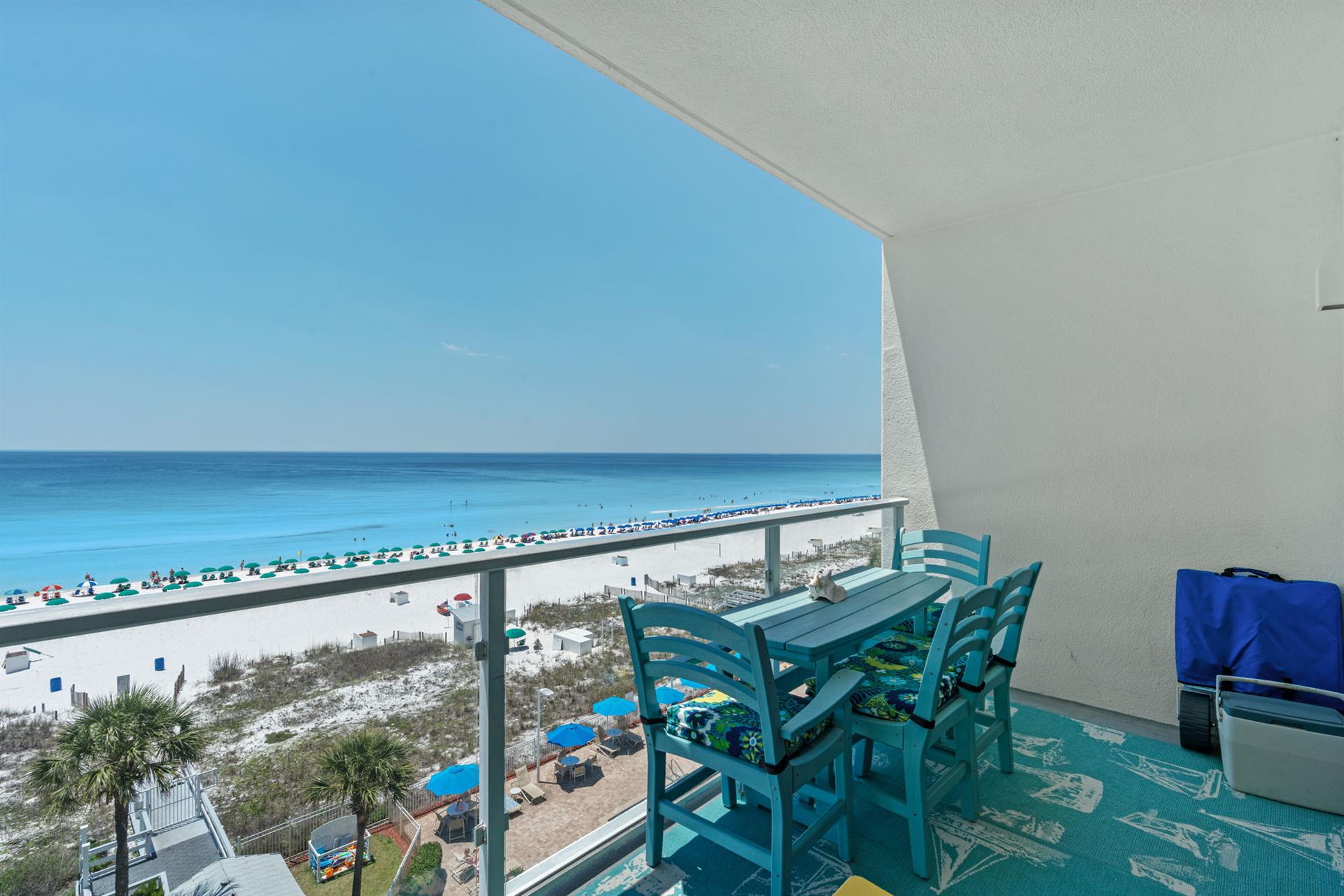 Sip your morning coffee while soaking in stunning beachfront views from the private balcony