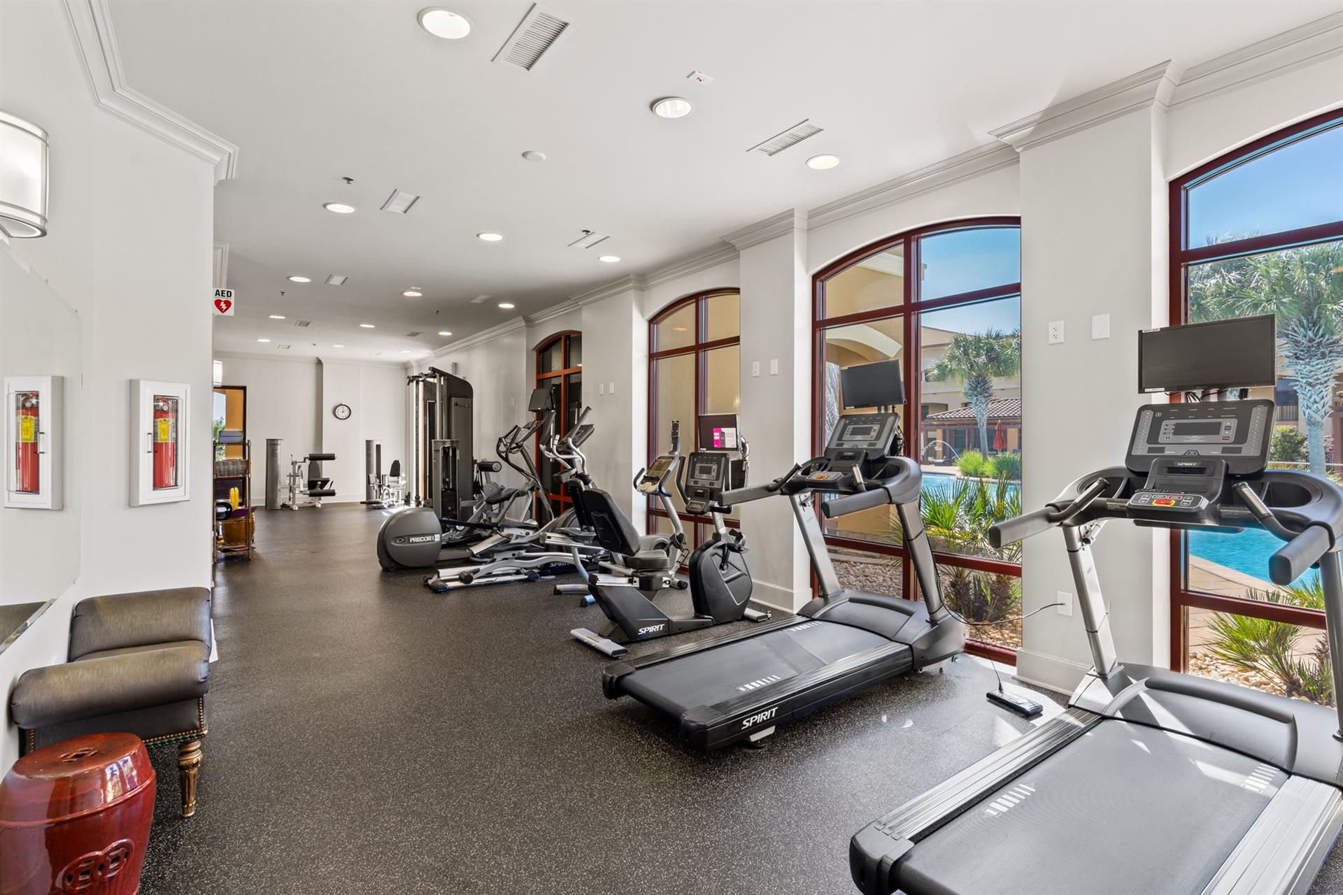 Fitness Center Overlooks Pool Area