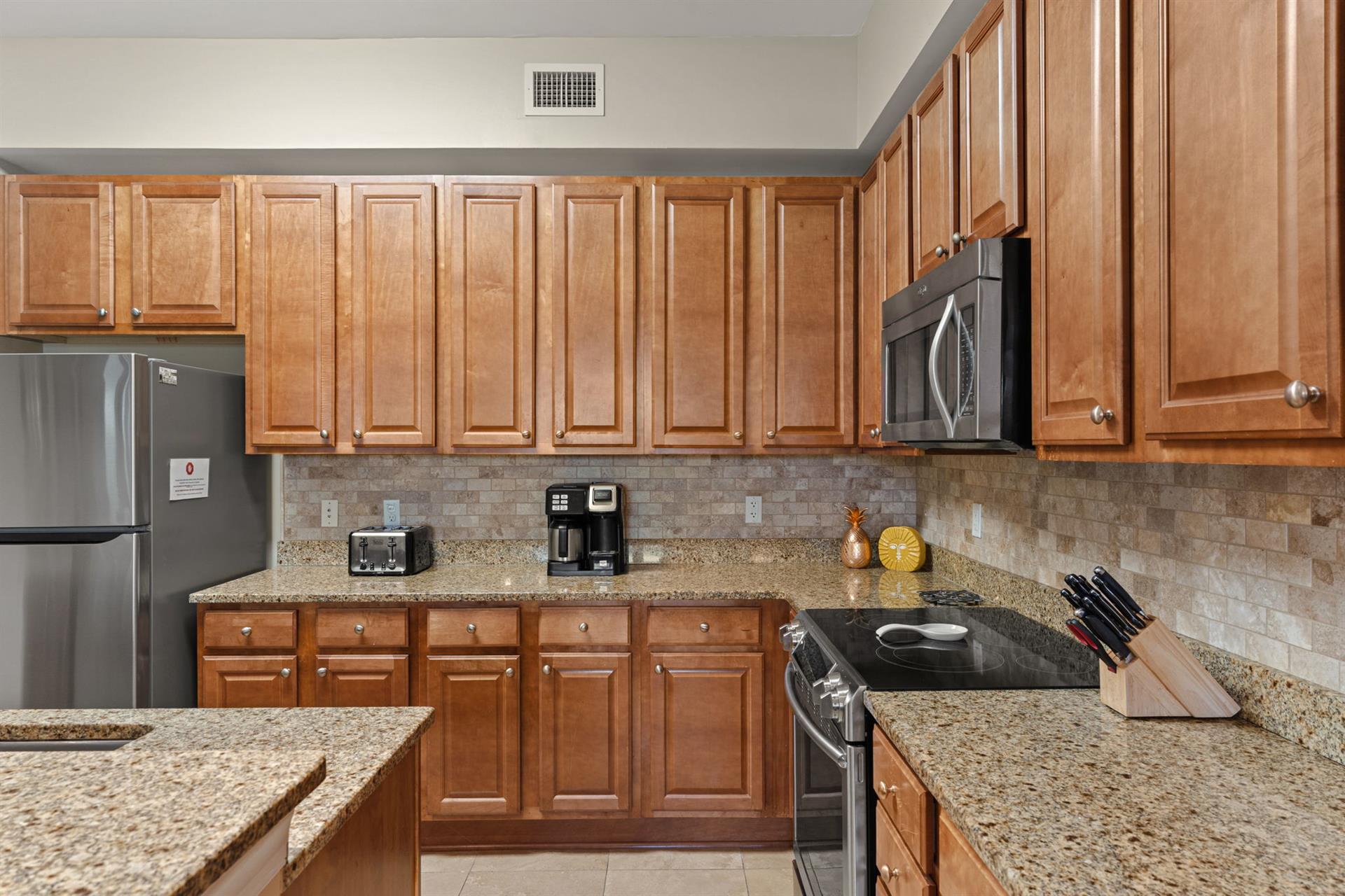 The fully equipped kitchen has everything you need to cook up a feast or enjoy morning coffee.