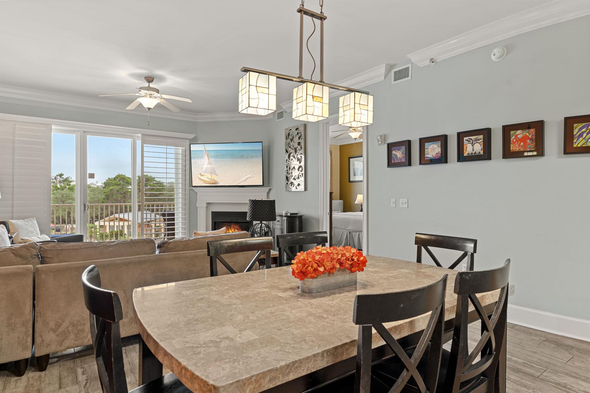 Plenty of dining space to enjoy home cooked meals or a card game on those rainy days.