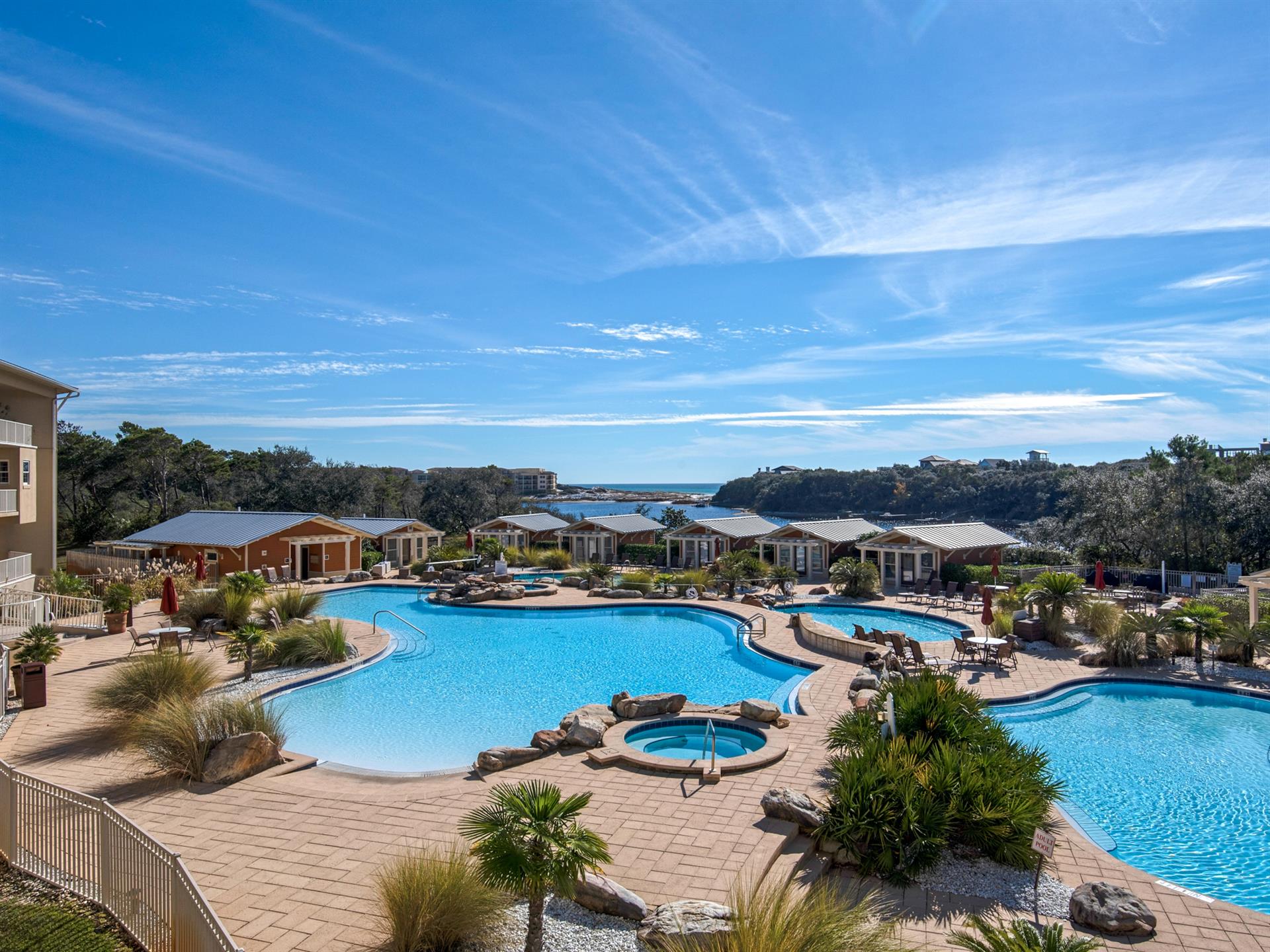 View of Sanctuary at Redfish Pools from the private balcony of 2115