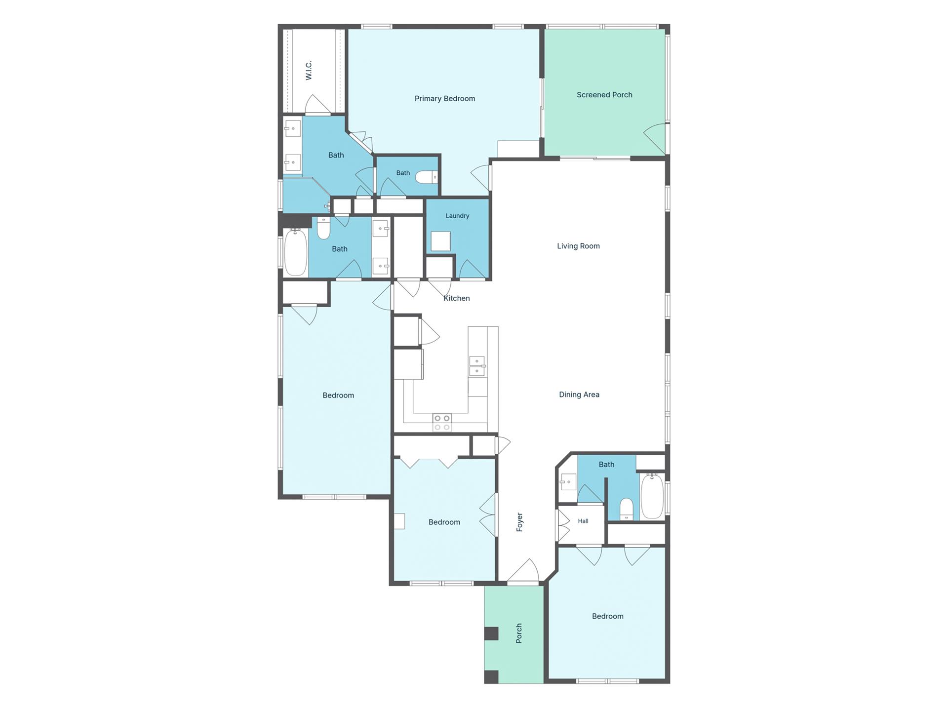 Detailed floor plan showing the layout of this vacation rental