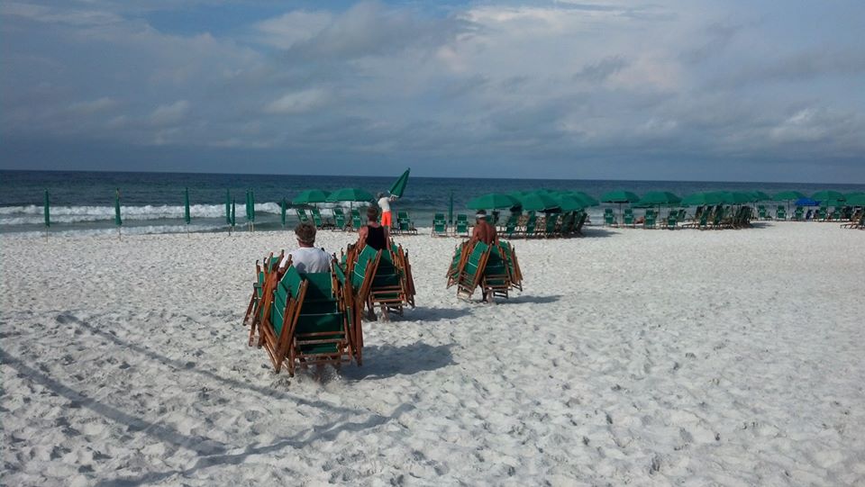Our Beach Service Staff preparing beach setups for all Edgewater Rental guests