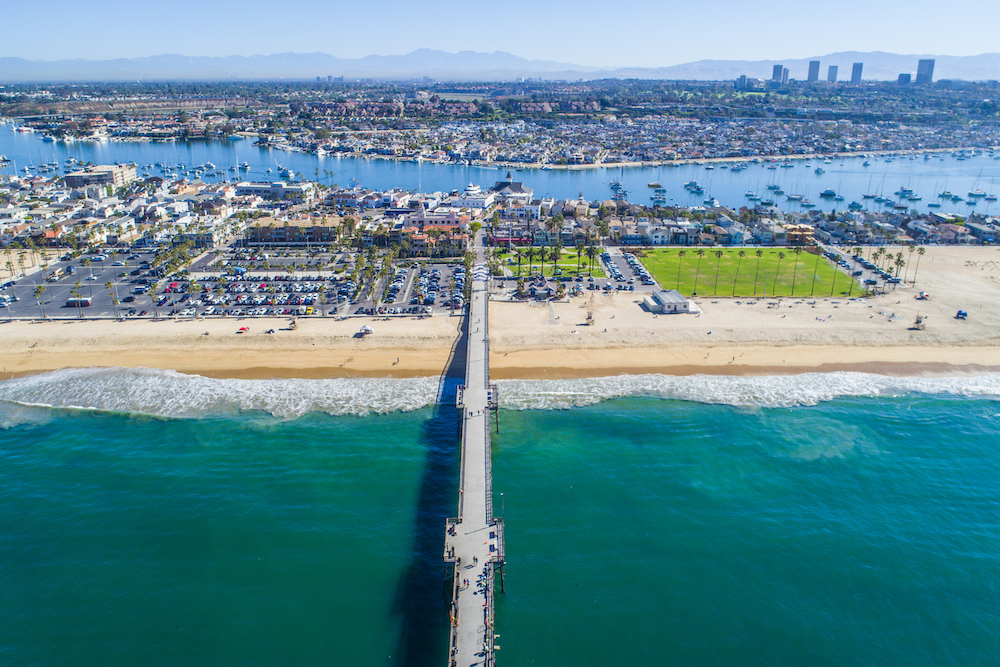 aerial view of newport beach