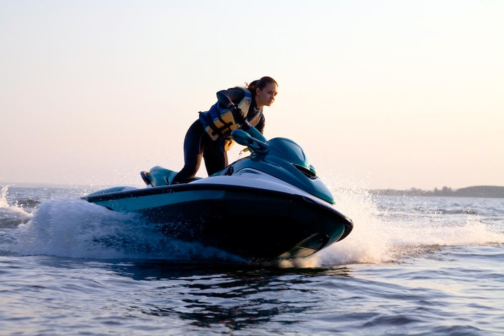 woman on a jet ski