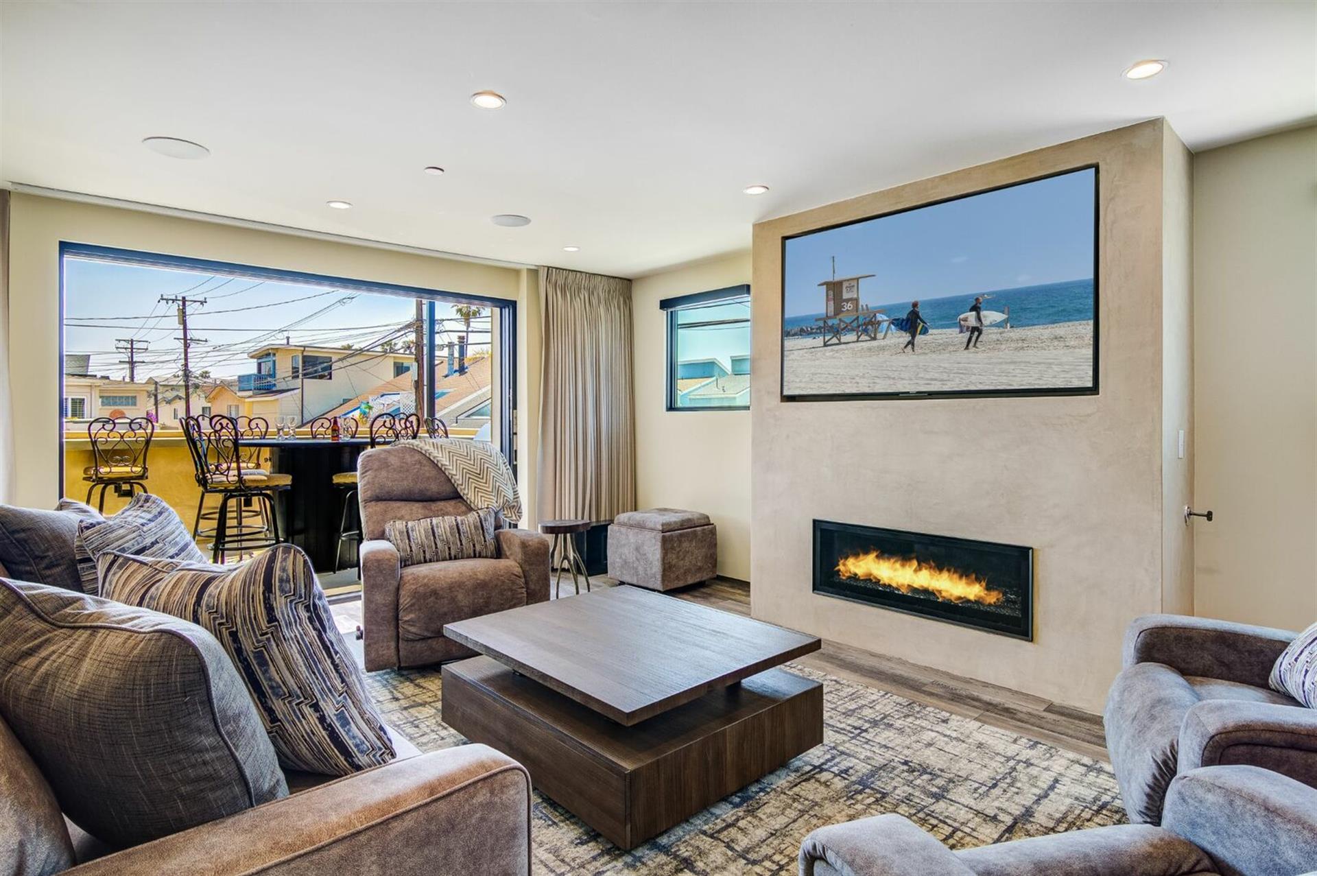 Comfy living area with fireplace