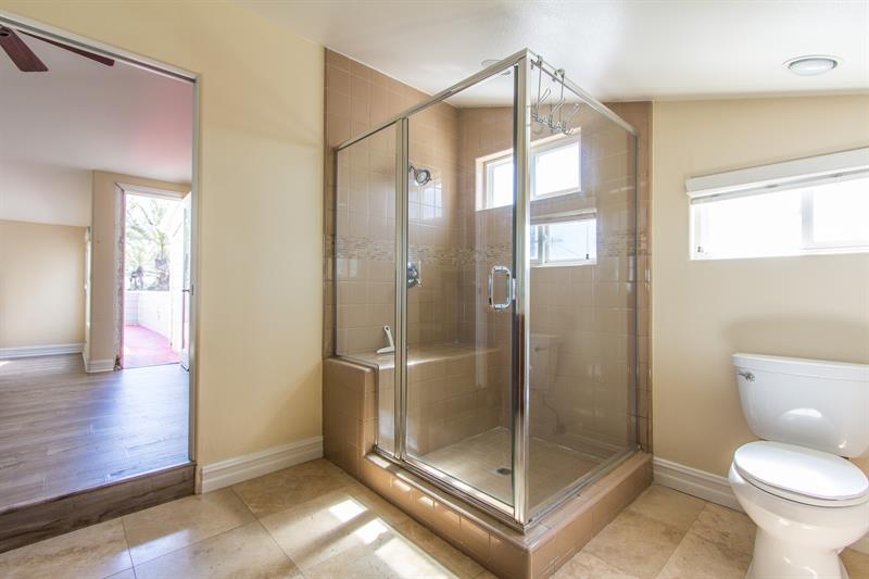 Large shower in bathroom