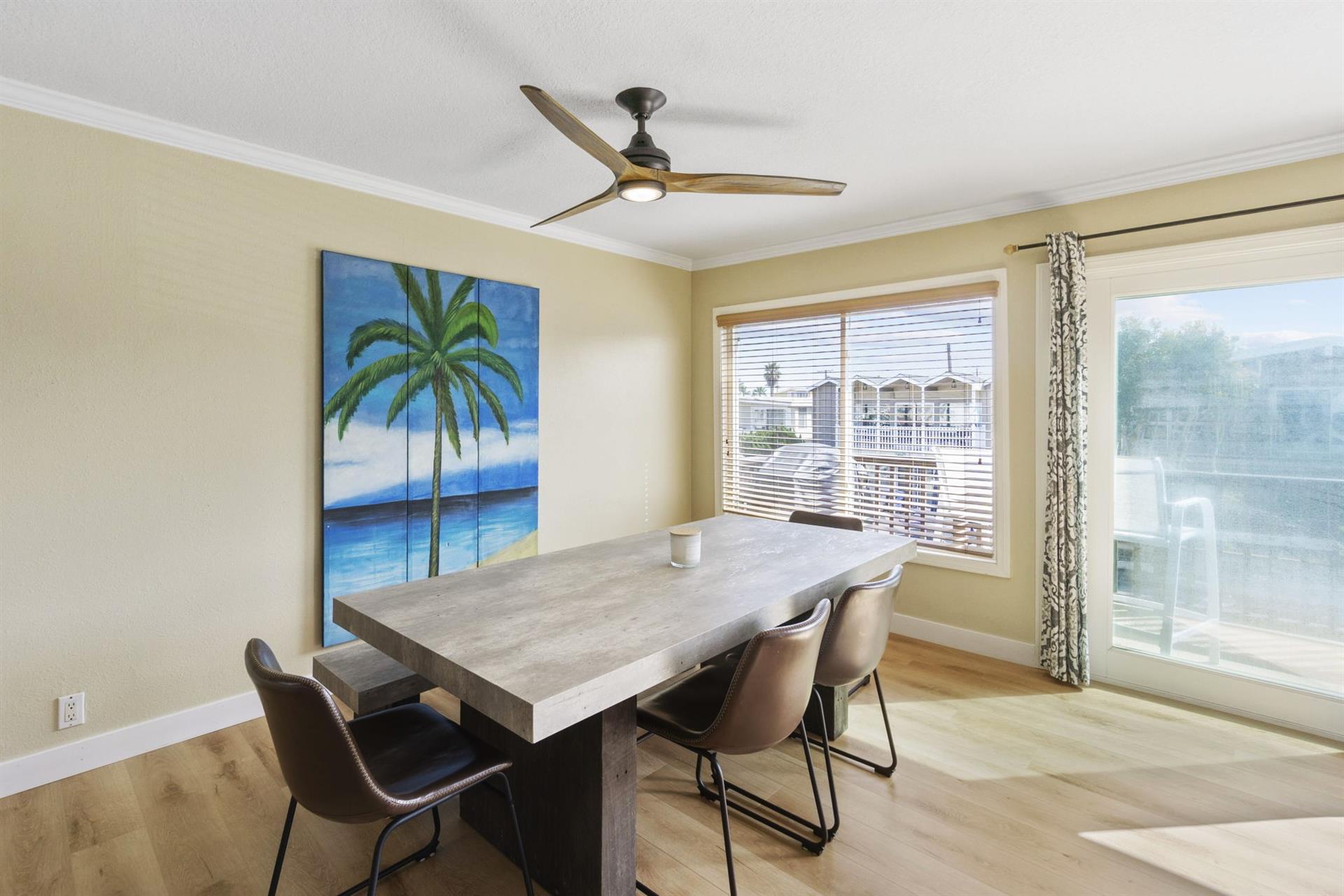Dining area with beach views off the balcony