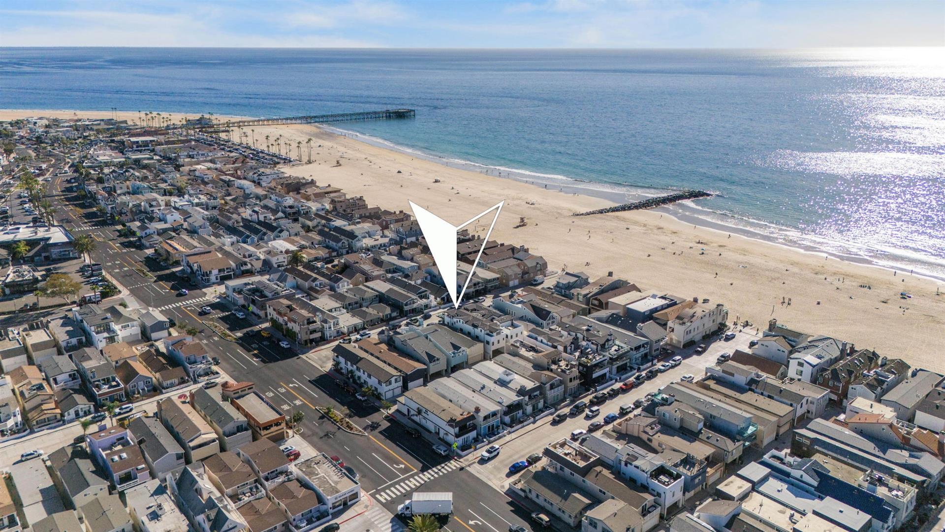 Aerial view of area with home pinpoint