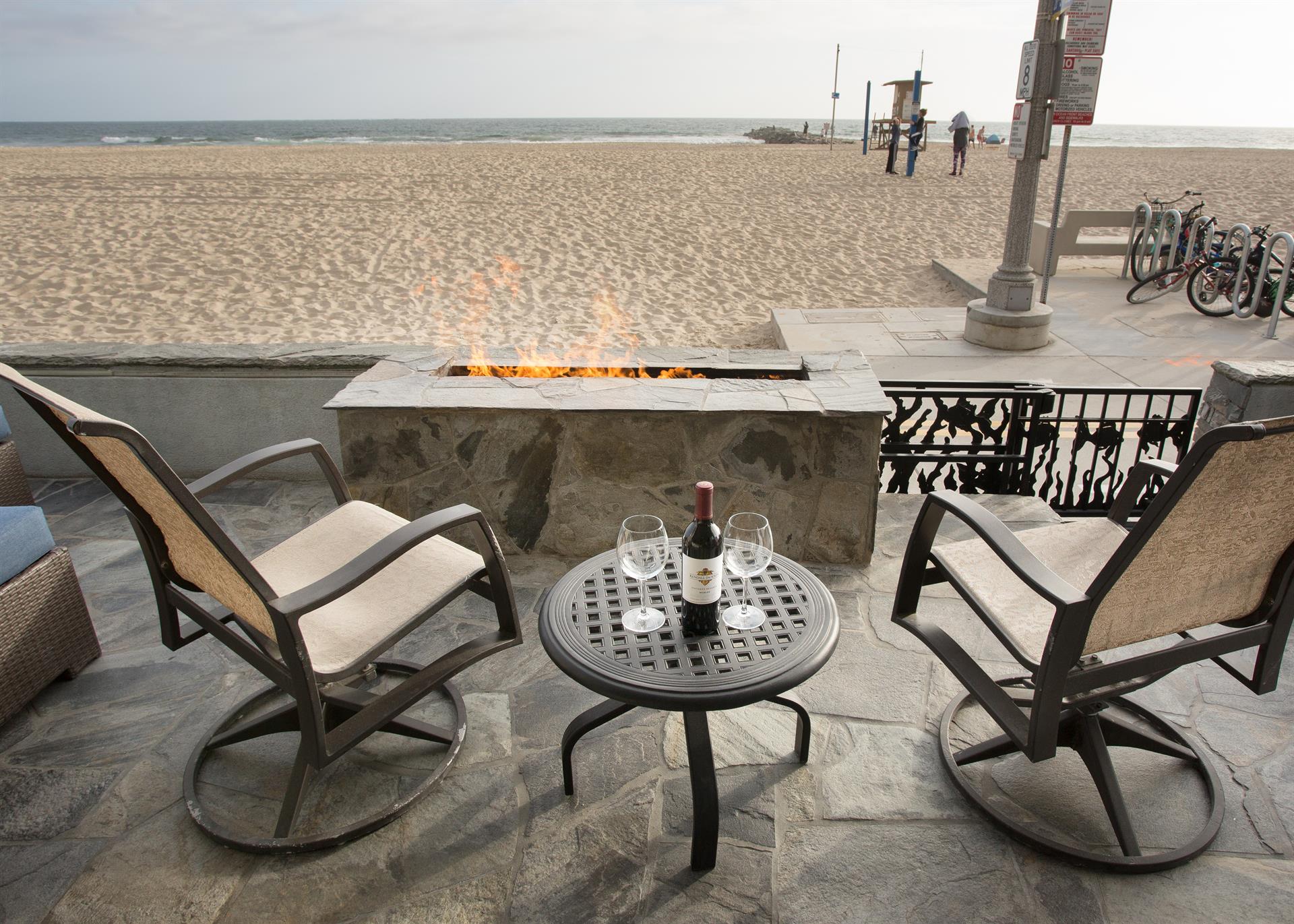 Patio  Firepit with beach view