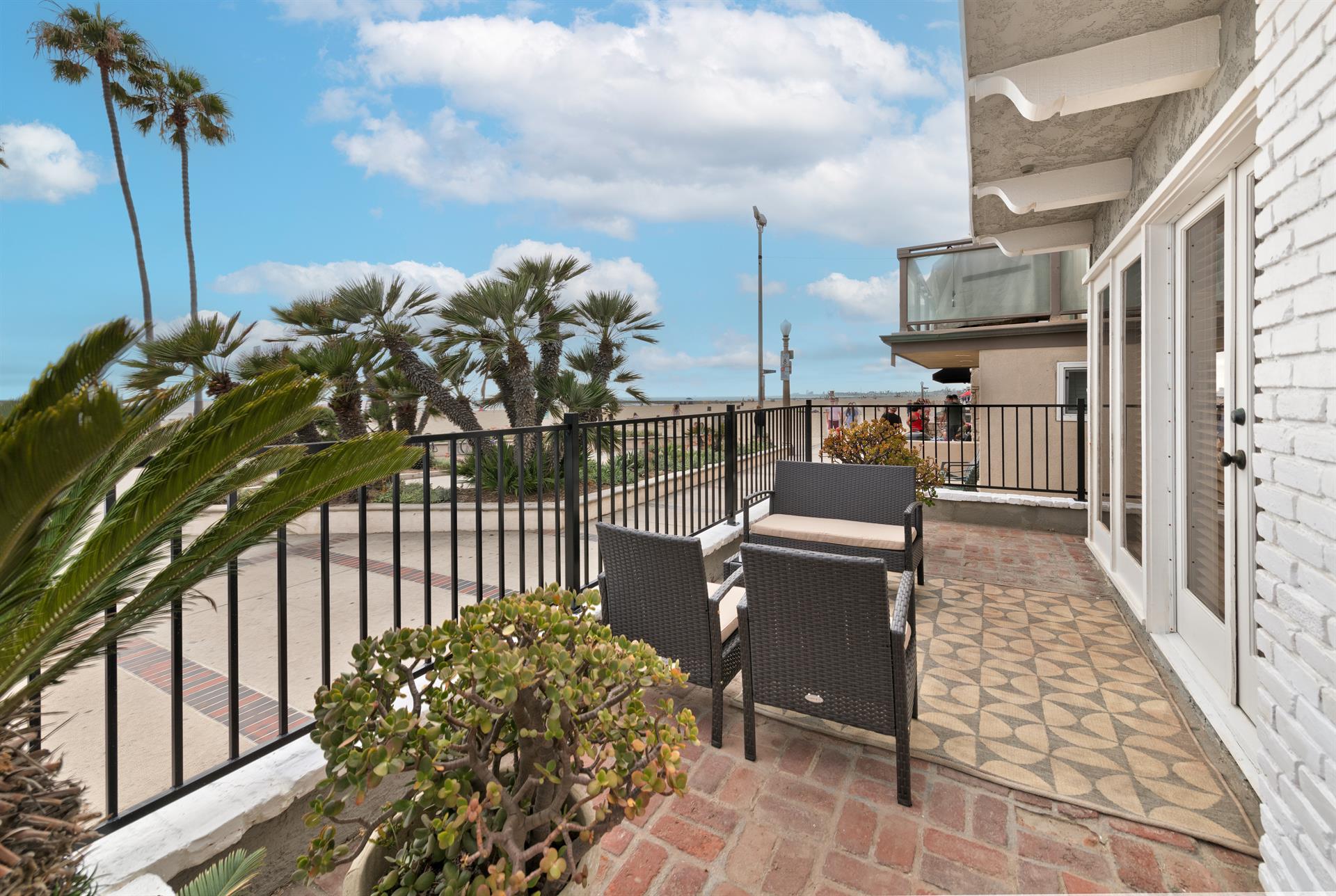 Patio seating on the strand