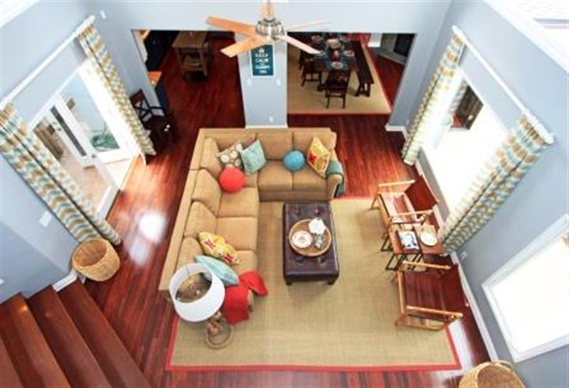 View of living room from upper level