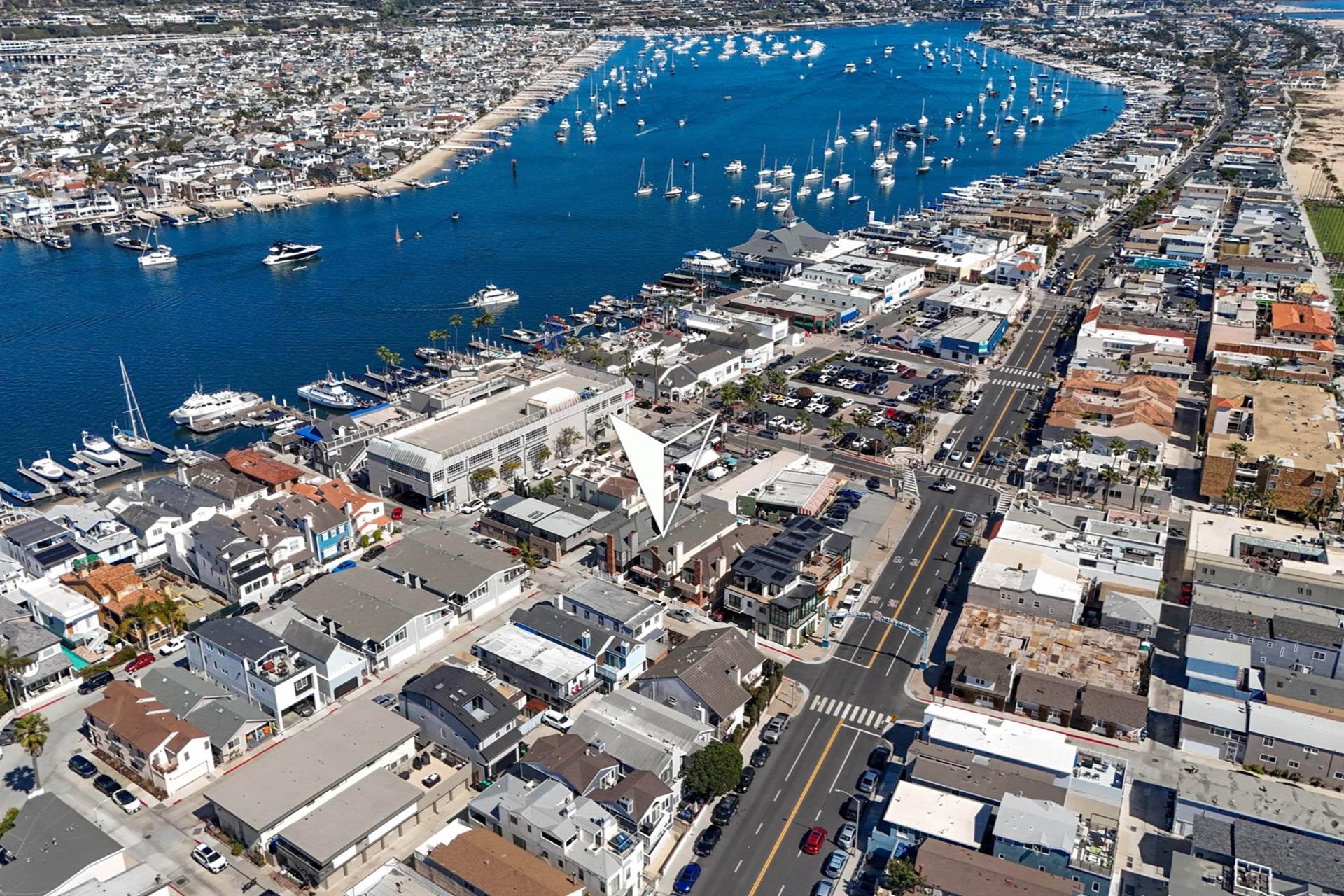 Aerial view of the area with home pin