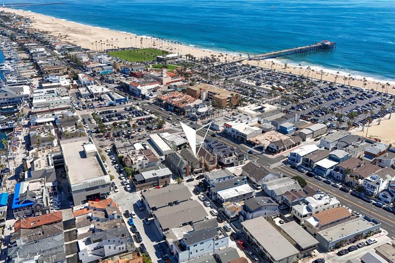 Aerial view of the area with home pin